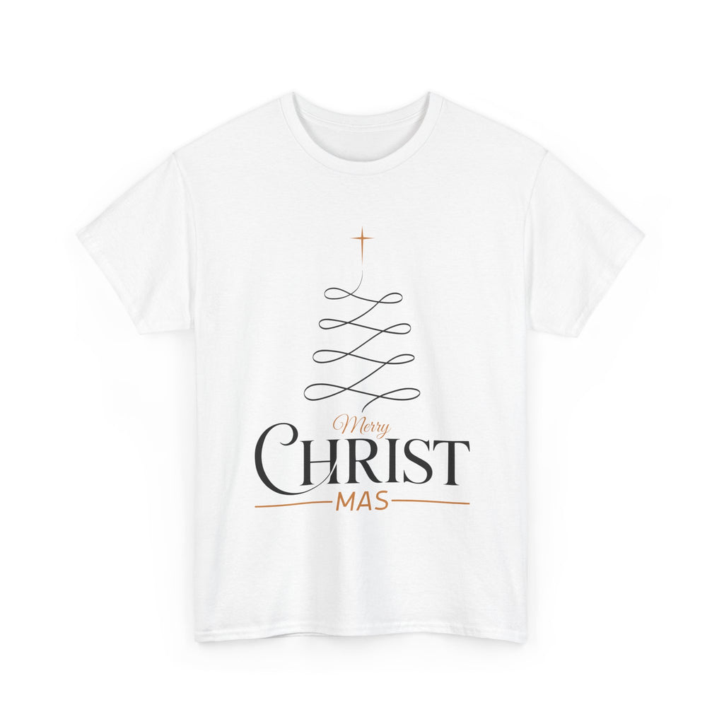Merry Christmas Gold Cross Tree Unisex Cotton Tee
