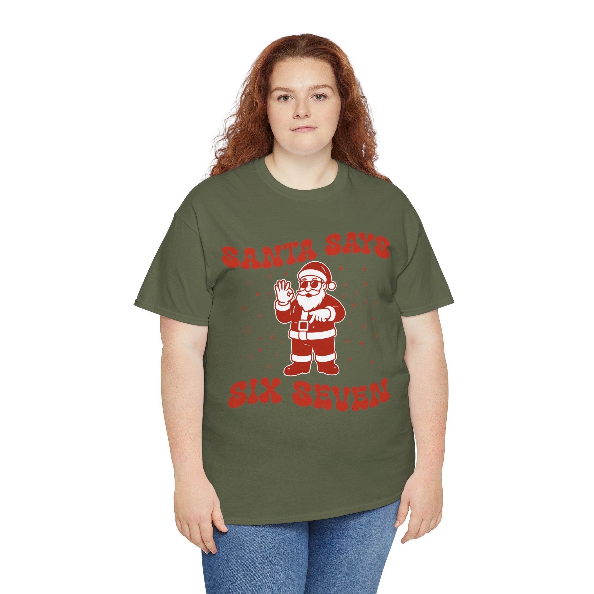 Retro 'Santa Says Six Seven' Christmas Unisex Cotton Tee