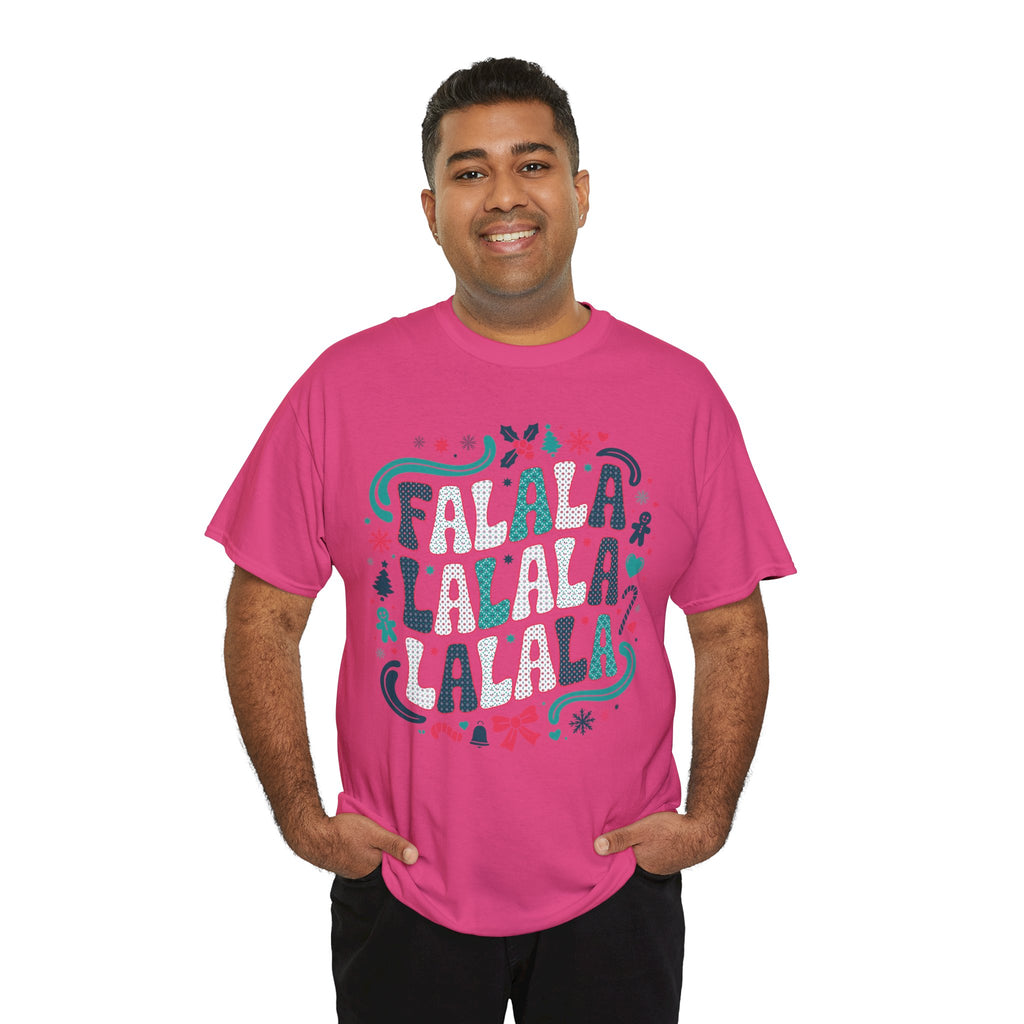 Fa La La La La Christmas T-Shirt — Festive Candy Cane & Gingerbread Holiday Unisex Cotton Tee