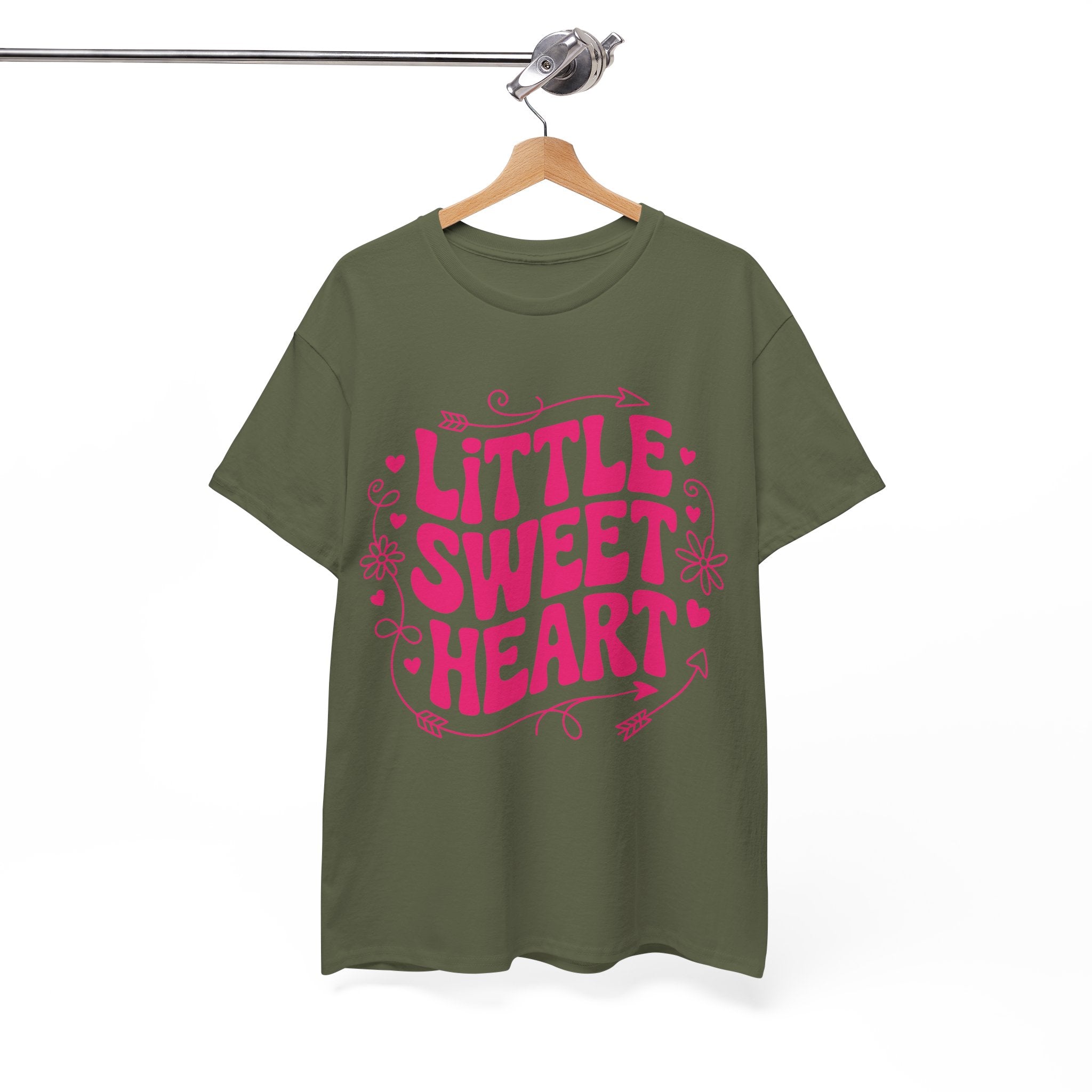 Little Sweetheart Retro Tee — Cute Red Hearts & Flowers Graphic Unisex Cotton Tee