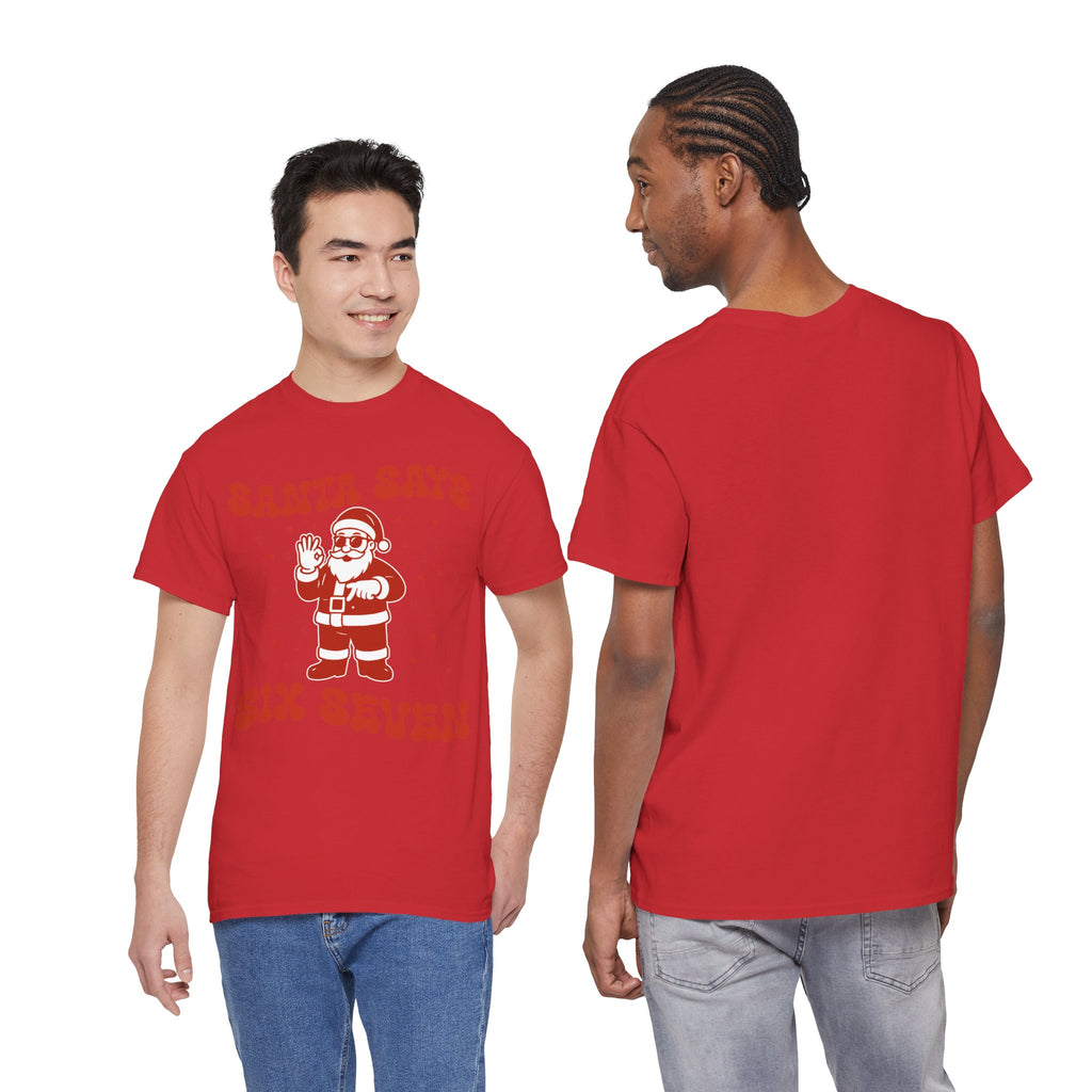 Retro 'Santa Says Six Seven' Christmas Unisex Cotton Tee