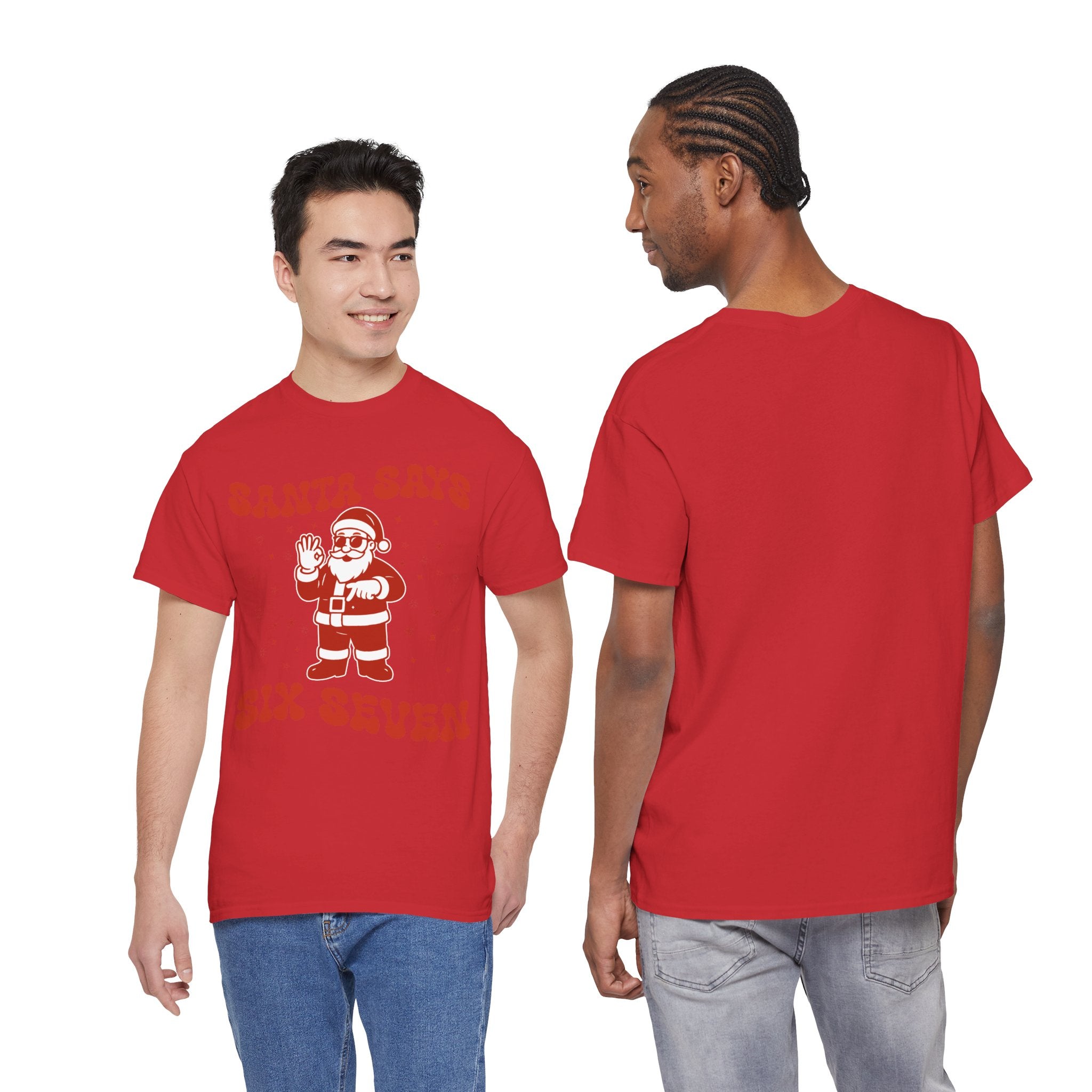 Retro 'Santa Says Six Seven' Christmas Unisex Cotton Tee