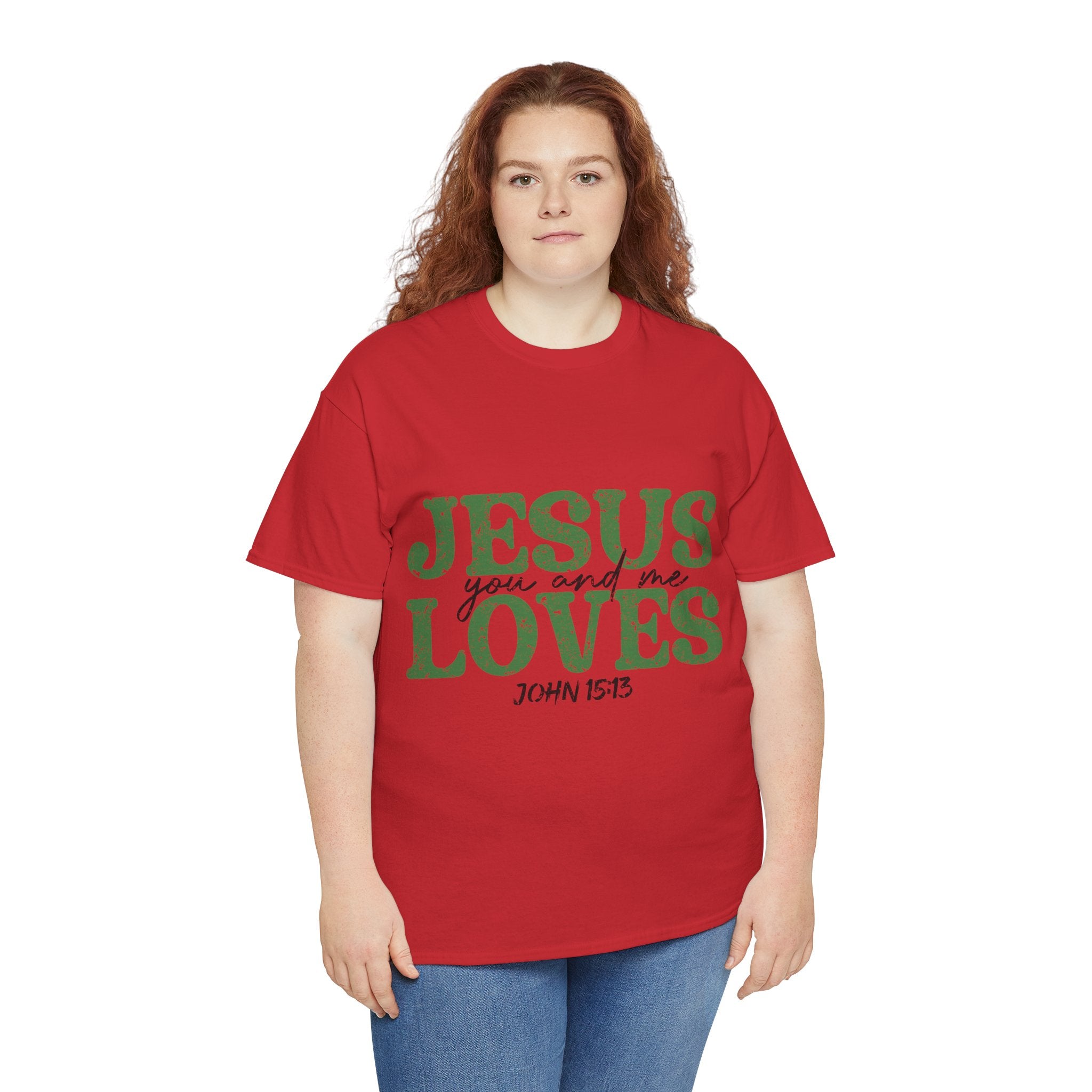 Jesus Loves Vintage Tee — Green Retro Christian Unisex Cotton T-Shirt