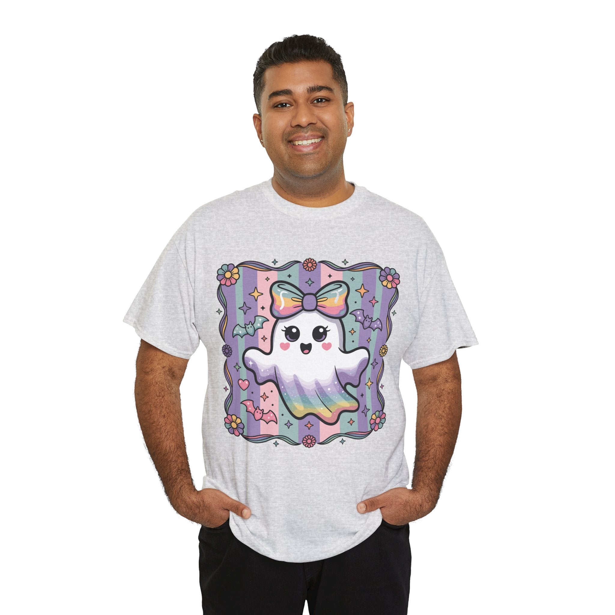 Pastel Ghost Rainbow Bow Unisex Cotton Tee