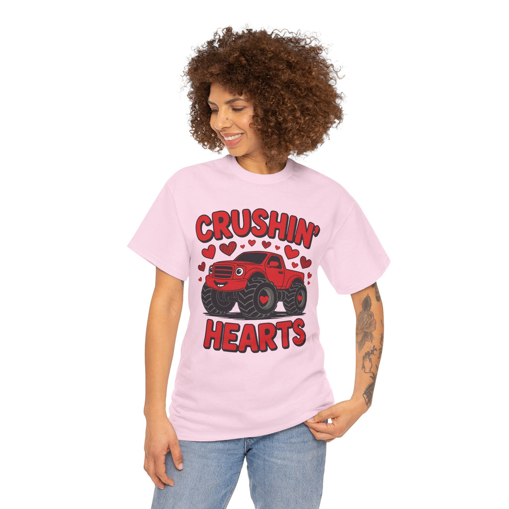 Crushin’ Hearts Valentine Monster Truck Unisex Cotton Tee
