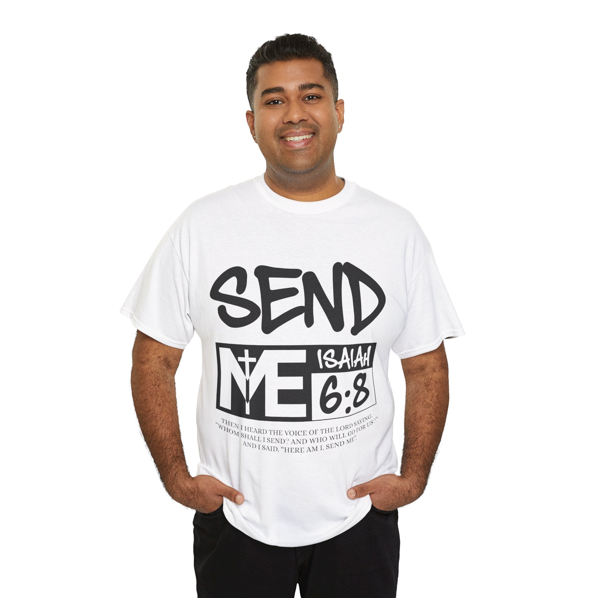 Send Me Isaiah 6:8 Christian T-Shirt — Cross Faith Unisex Cotton Tee