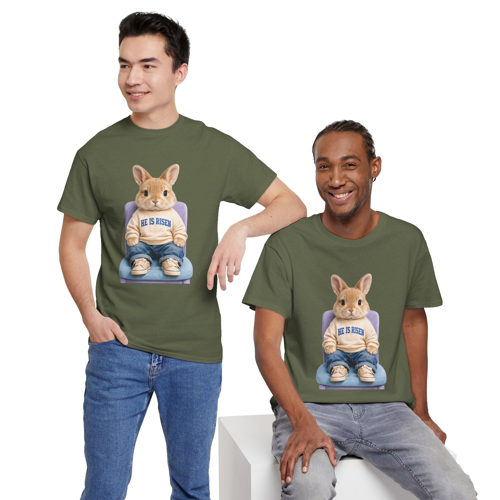 Easter 'He Is Risen' Bunny Unisex Cotton Tee