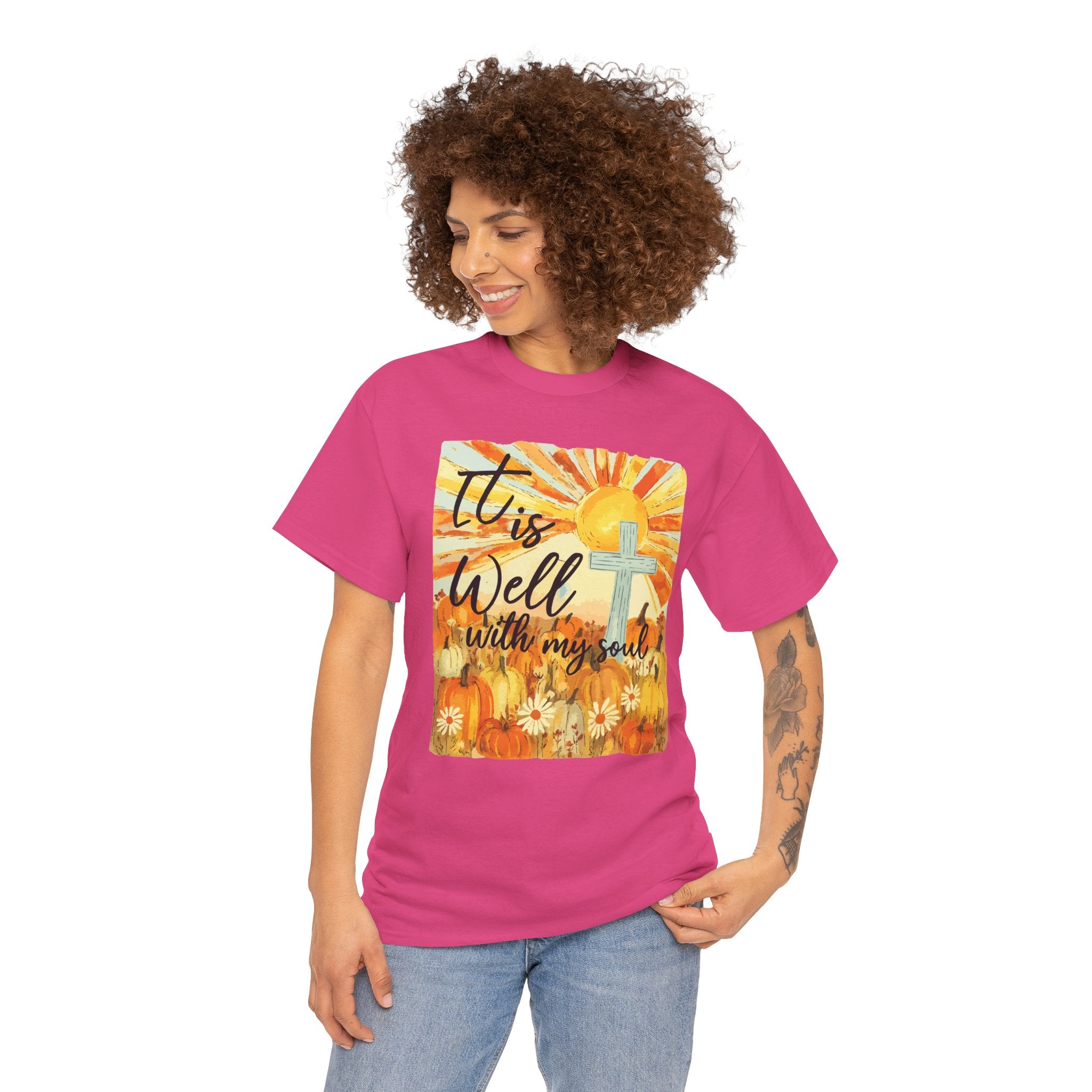 It Is Well With My Soul Pumpkin Sunrise Unisex Cotton T-Shirt