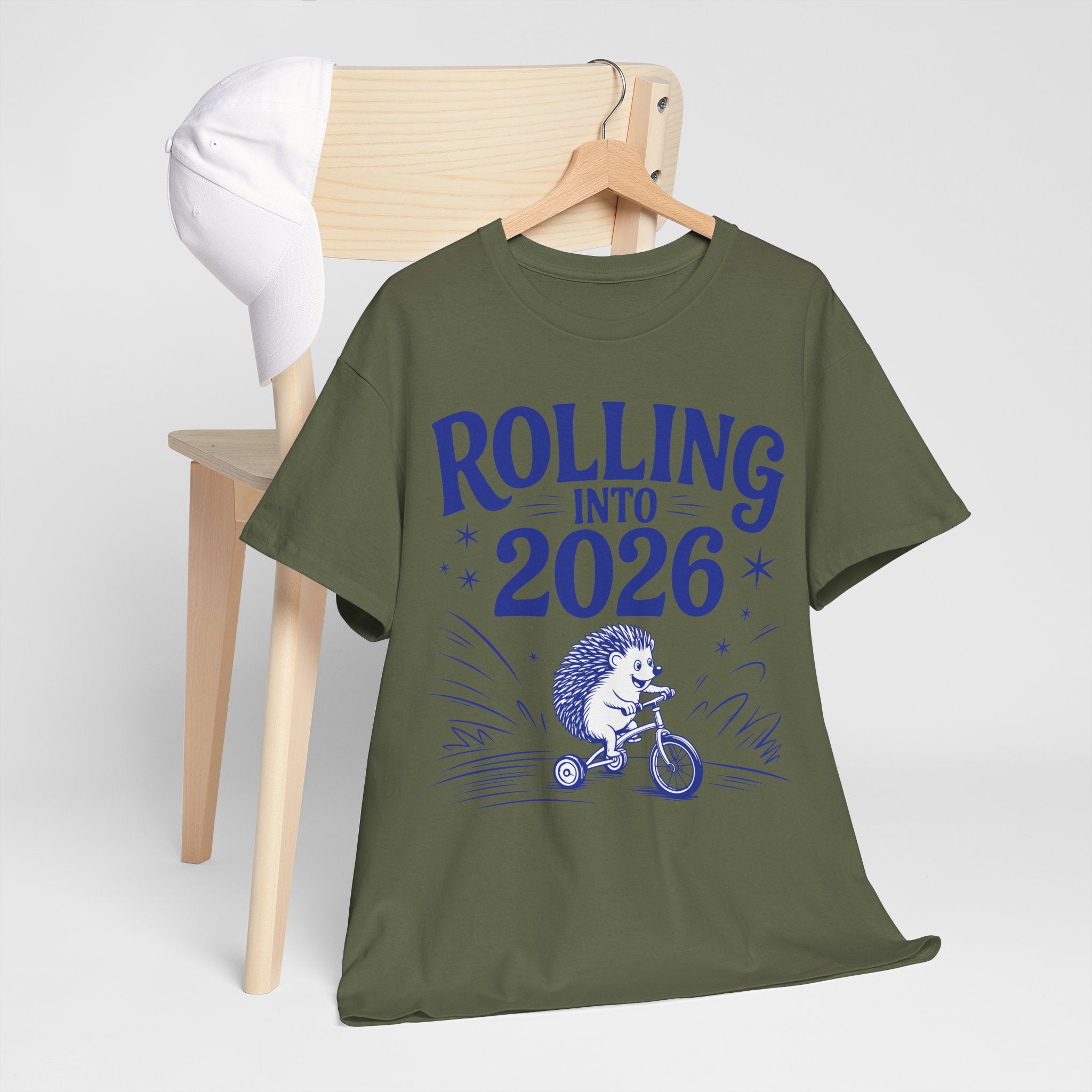 Rolling Into 2026 Hedgehog Tricycle Unisex Cotton Tee