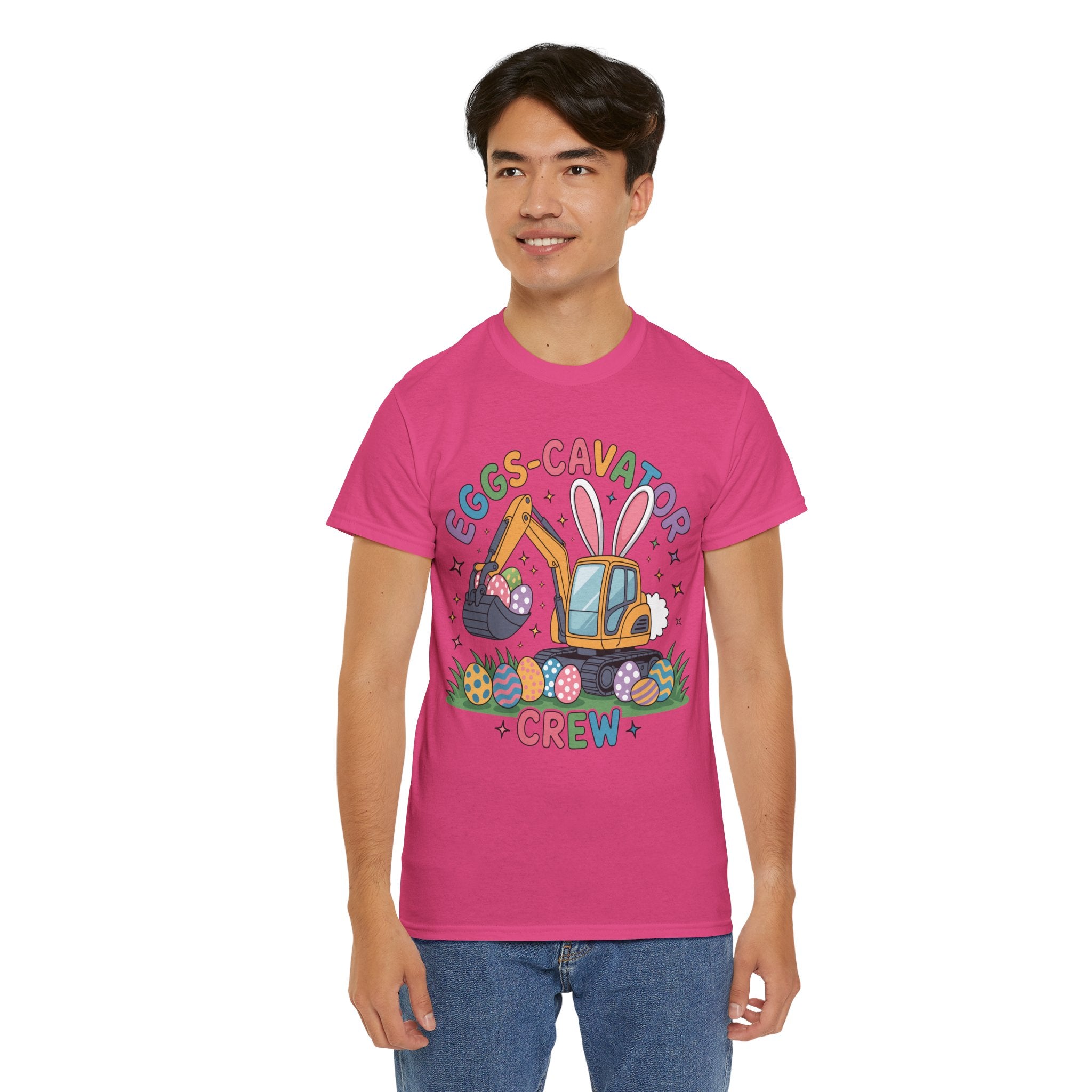 Easter 'Eggs-cavator Crew' Kids Tee — Excavator Bunny & Eggs Unisex Cotton Tee