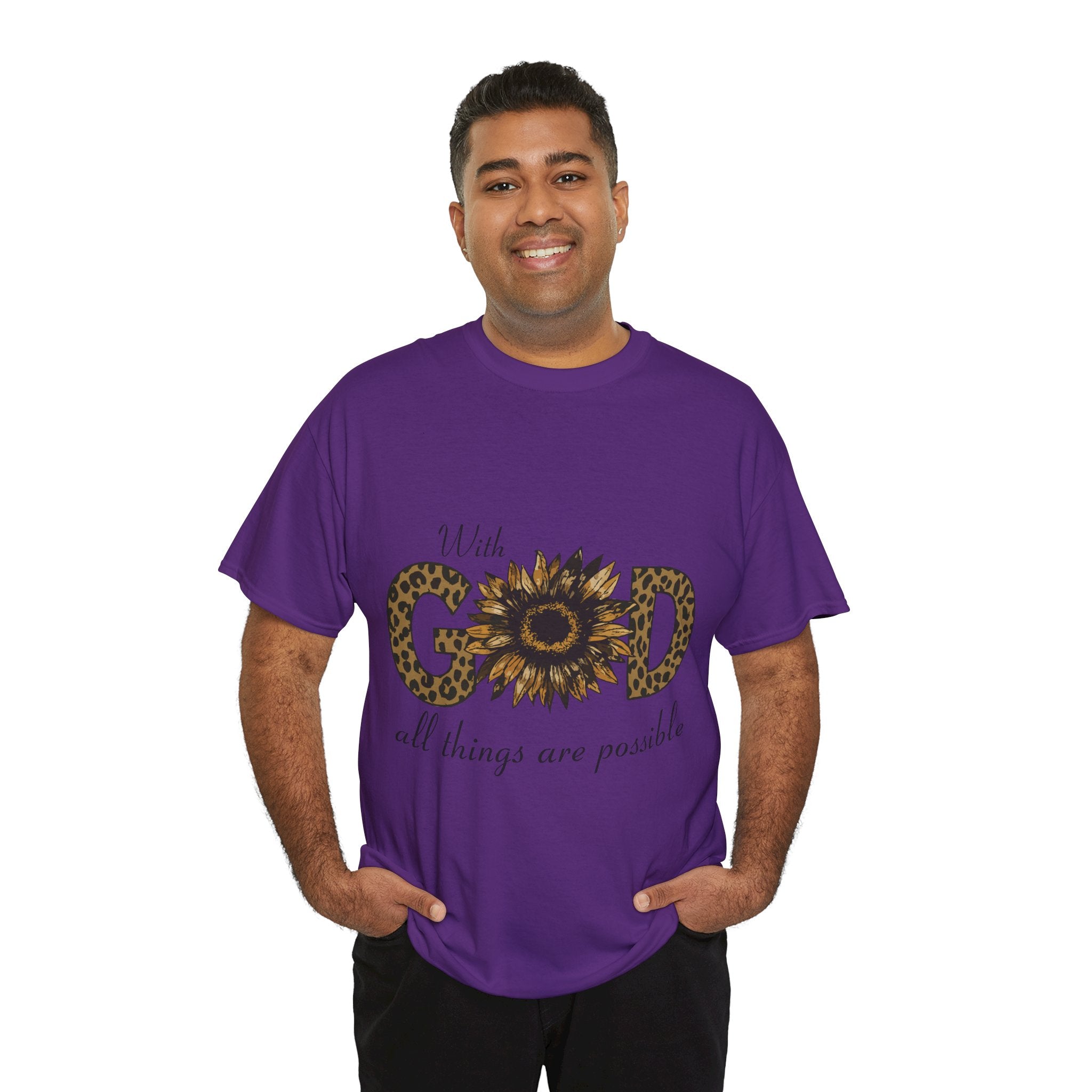 GOD Leopard Print Sunflower Unisex Cotton Tee