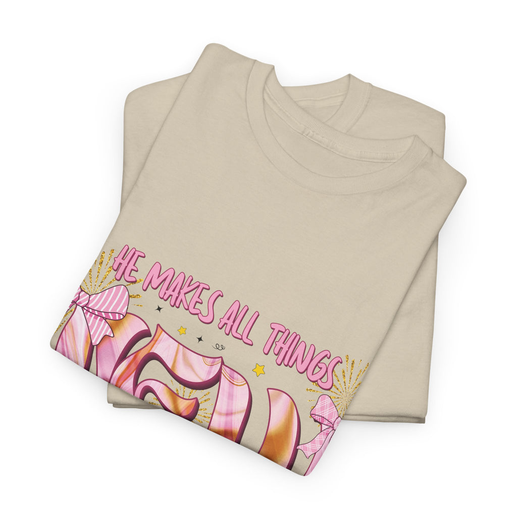 Christian Marble Tee — “He Makes All Things New” (Revelation 21:5)... Unisex Cotton Tee