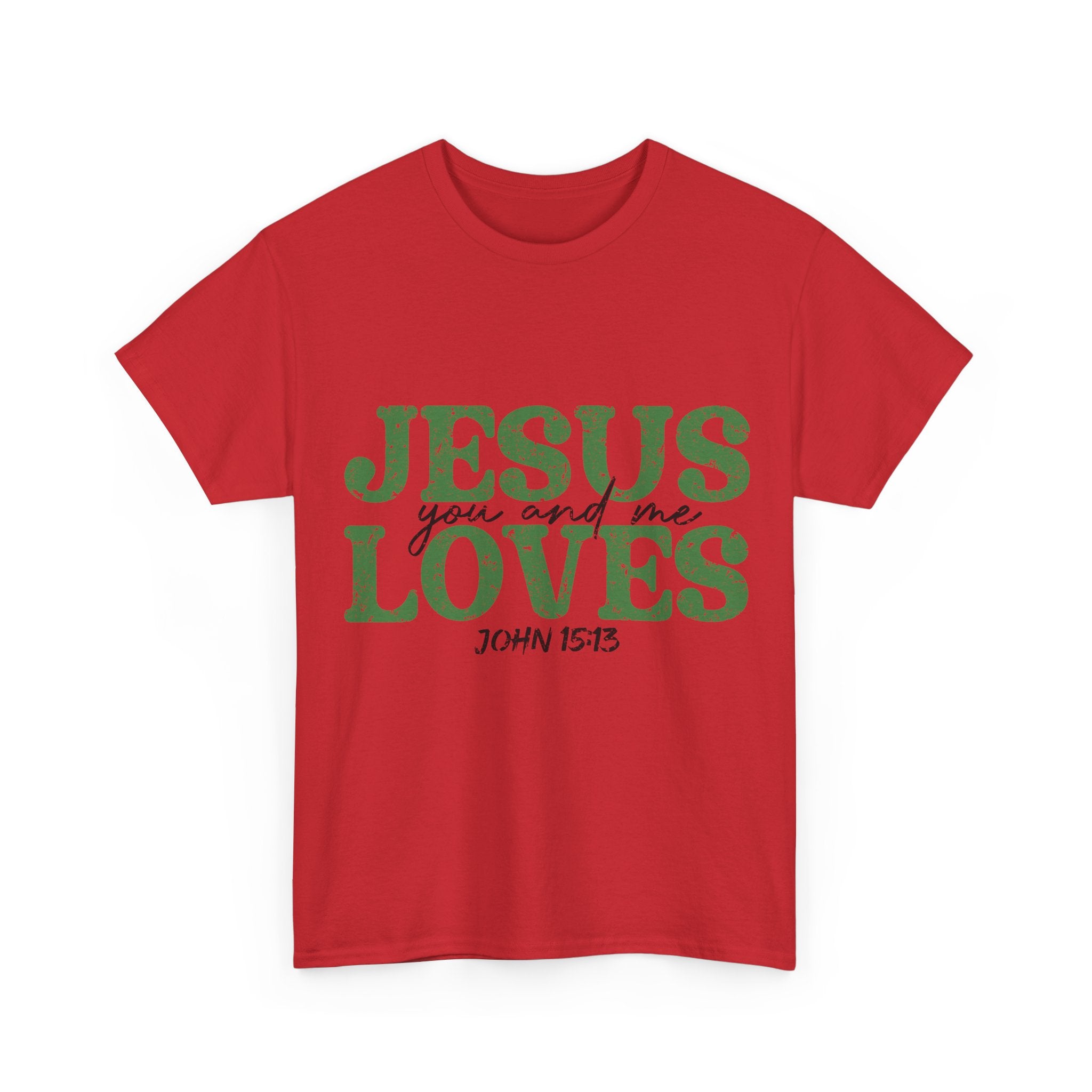 Jesus Loves Vintage Tee — Green Retro Christian Unisex Cotton T-Shirt