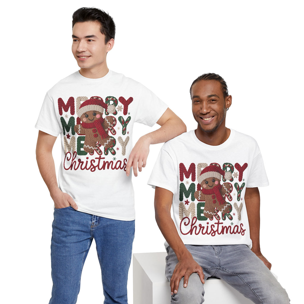 Merry Merry Merry Christmas Gingerbread Unisex Cotton Tee