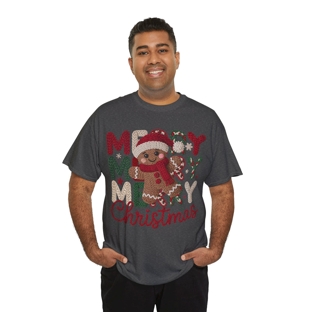 Merry Merry Merry Christmas Gingerbread Unisex Cotton Tee