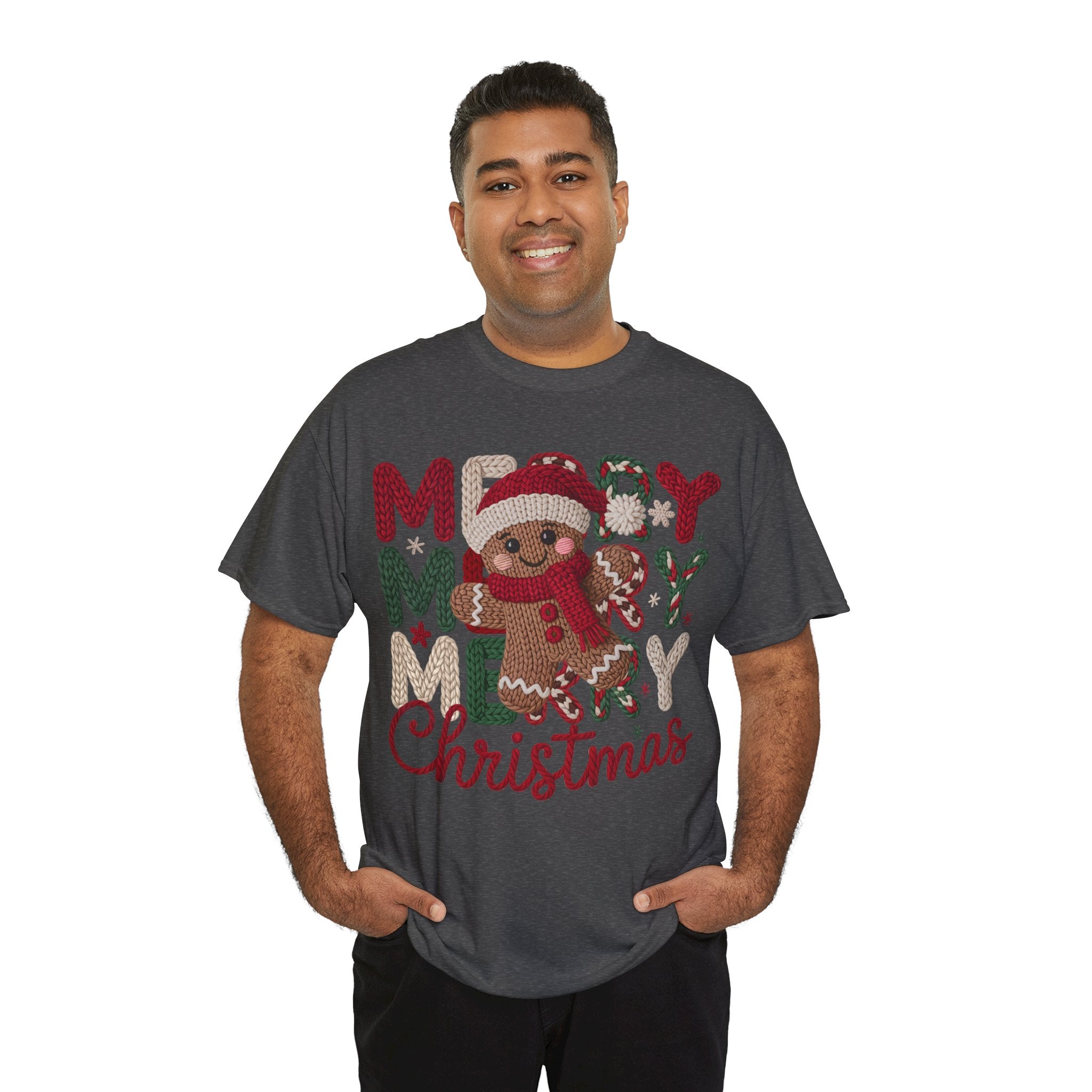 Merry Merry Merry Christmas Gingerbread Unisex Cotton Tee