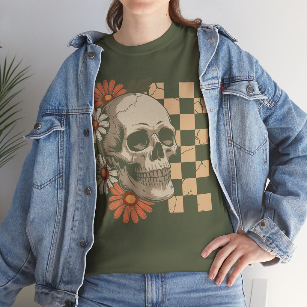 Skull Daisy Unisex Cotton Tshirt
