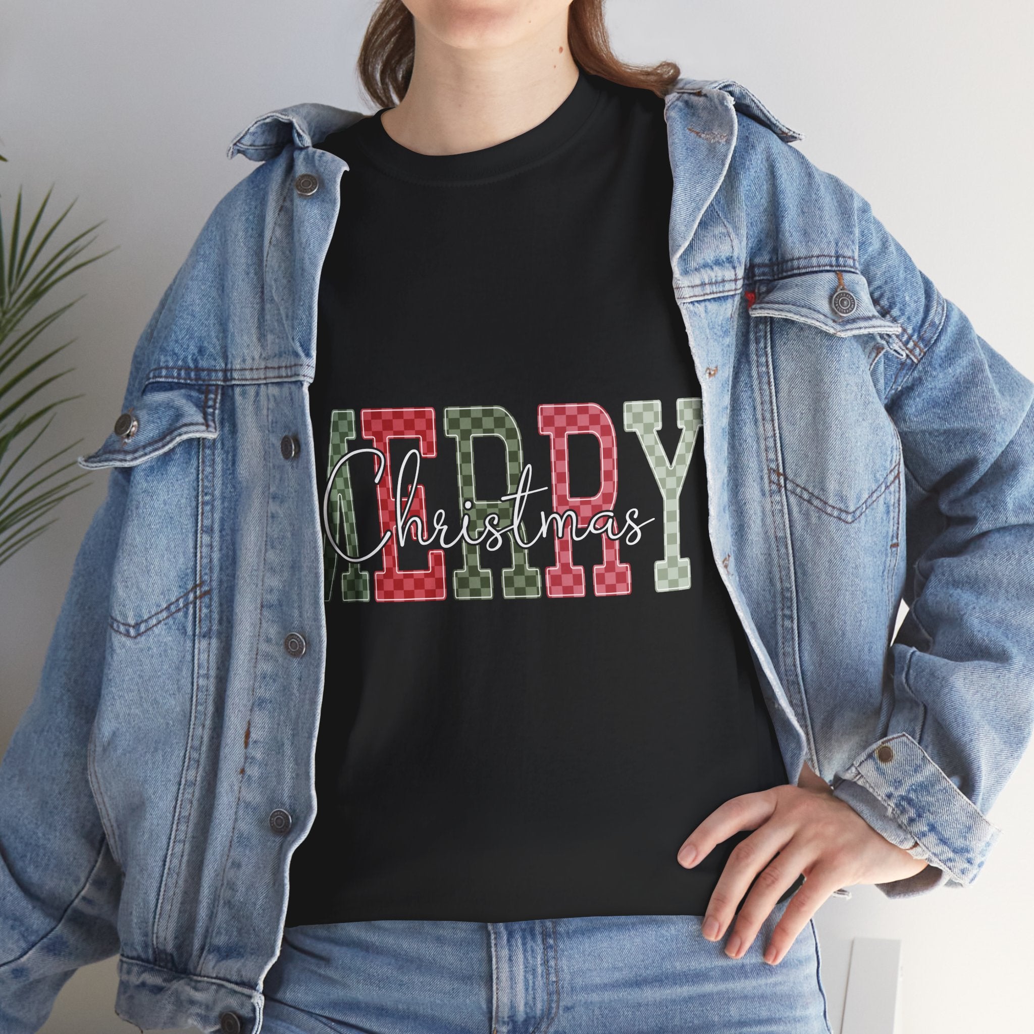 Plaid Merry Christmas Unisex Cotton Tee