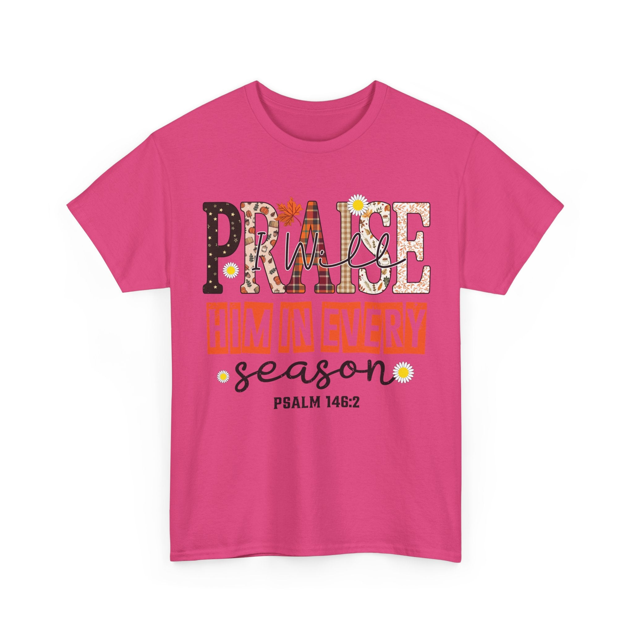 Praise Him In Every Tee — Fall Daisies & Leaf Floral Graphic Unisex Cotton T-Shirt