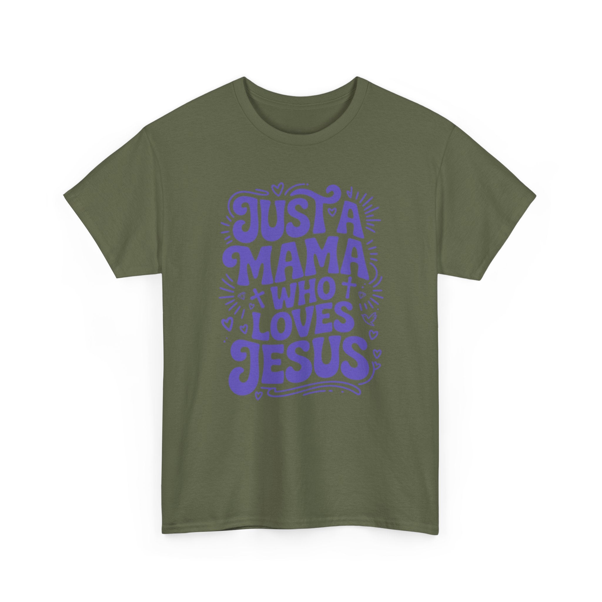 Mama Who Loves Jesus T-Shirt — Bright Green Bubbly Faith Unisex Cotton Tee