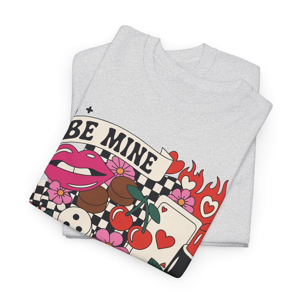 Be Mine Valentine Pop-Art Tee — Lips, Cherries & Retro Valentine Collage...Unisex Cotton Tee