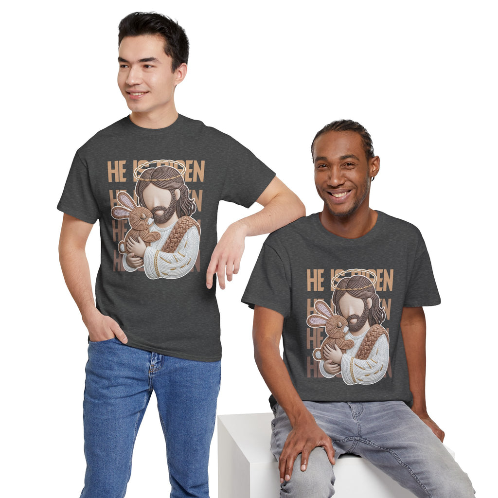 He Is Risen Matthew 28:6 Jesus With Lamb Unisex Cotton T-Shirt
