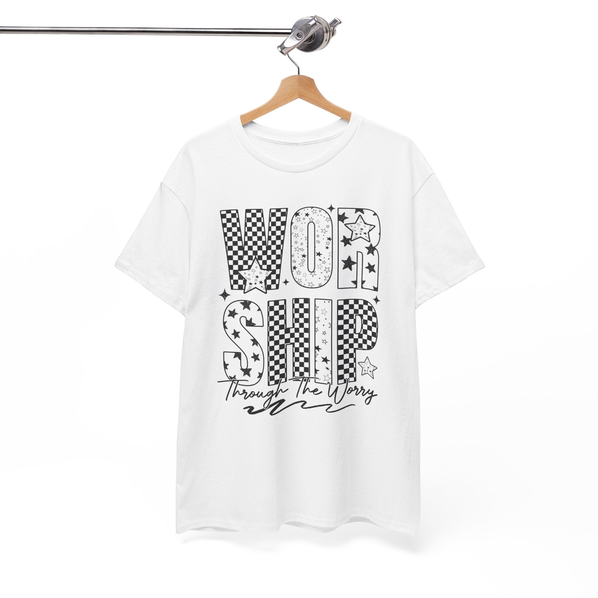 WORSHIP Through The Worry Checkerboard Unisex Cotton Tee