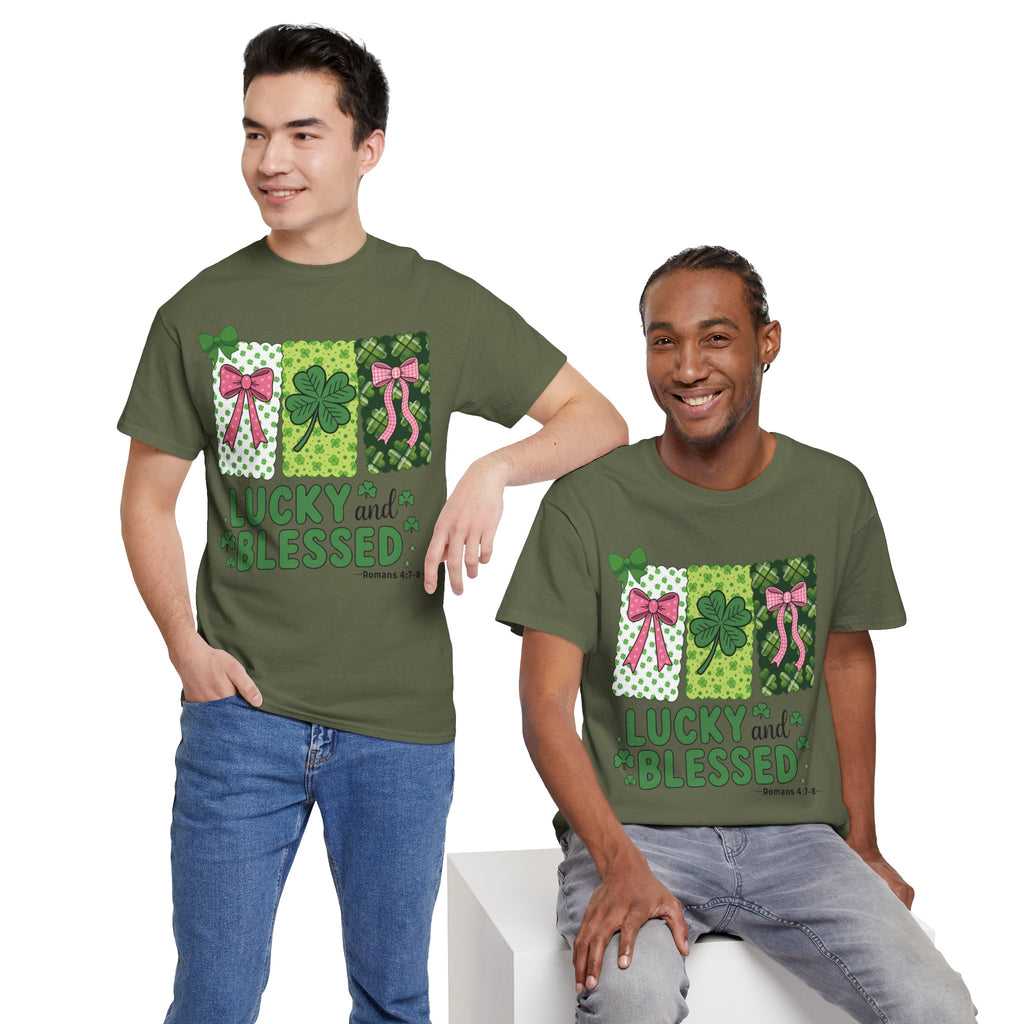 Lucky and Blessed Clover Unisex Cotton Tee
