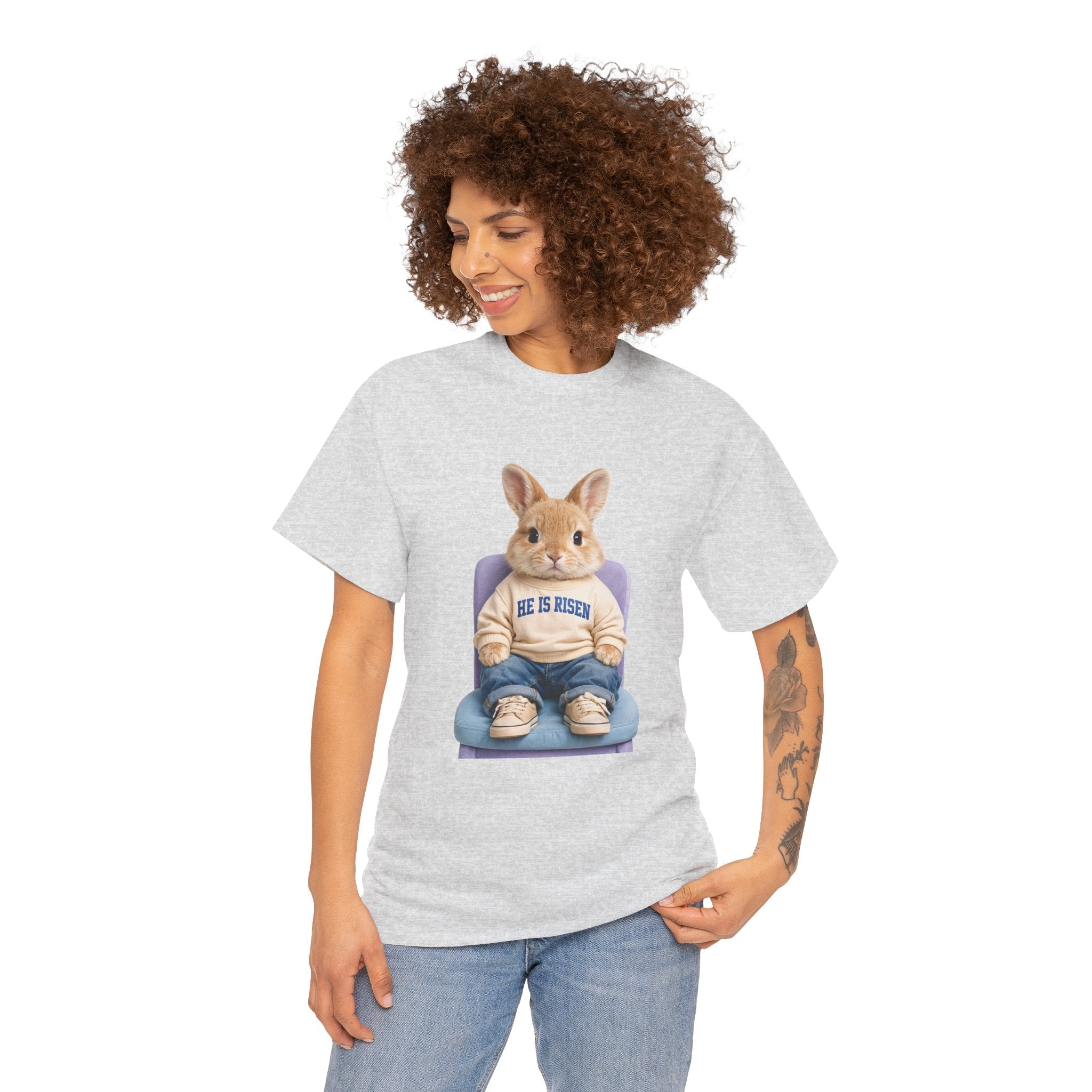 Easter 'He Is Risen' Bunny Unisex Cotton Tee