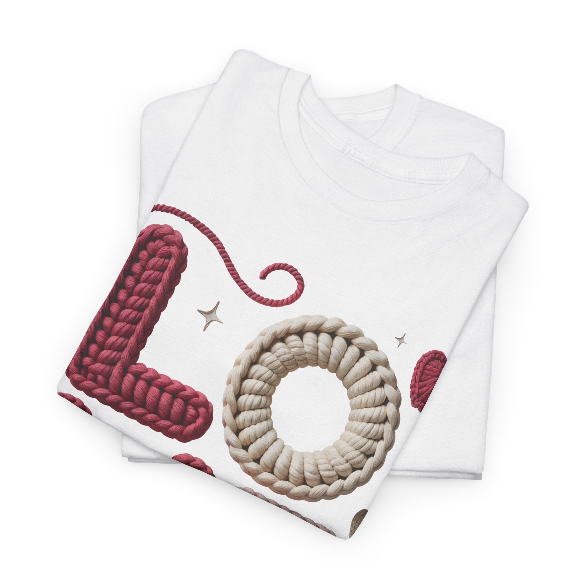 LOVE Faux Yarn Heart Unisex Cotton Tee