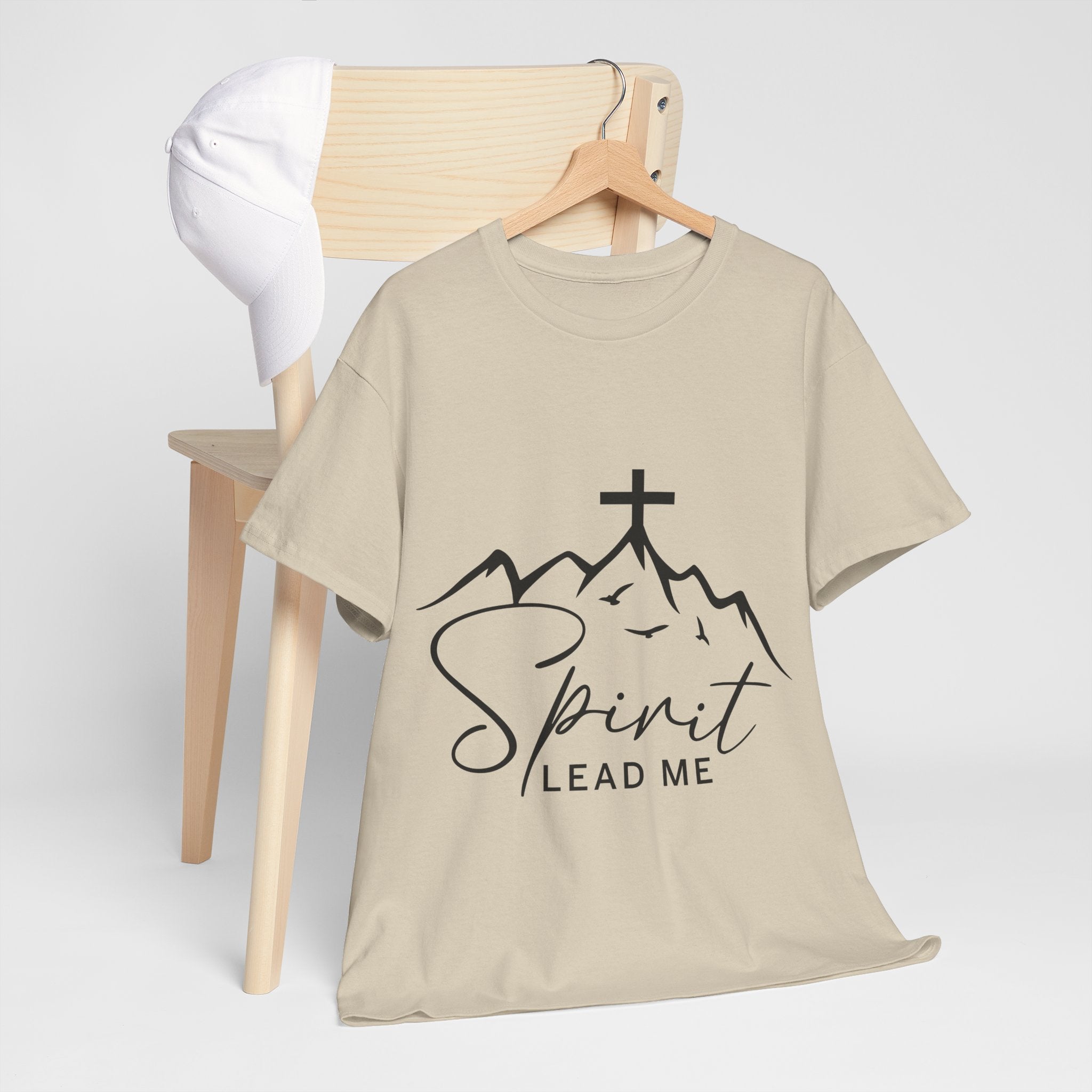 Spirit Lead Me Christian T‑Shirt — Minimalist Cross Unisex Cotton Tee