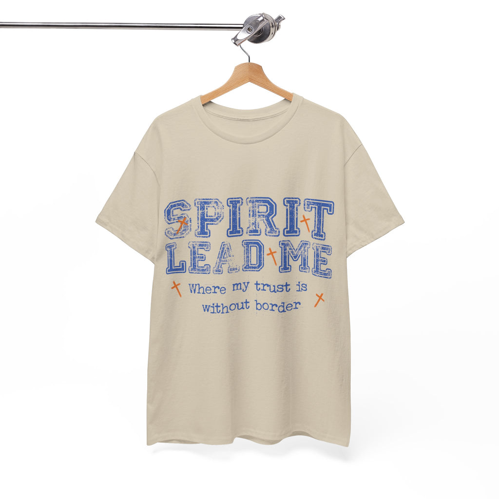 Christian Varsity Tee — “Spirit Lead Me — Where My Trust Is Without Border”. Unisex Cotton Tee