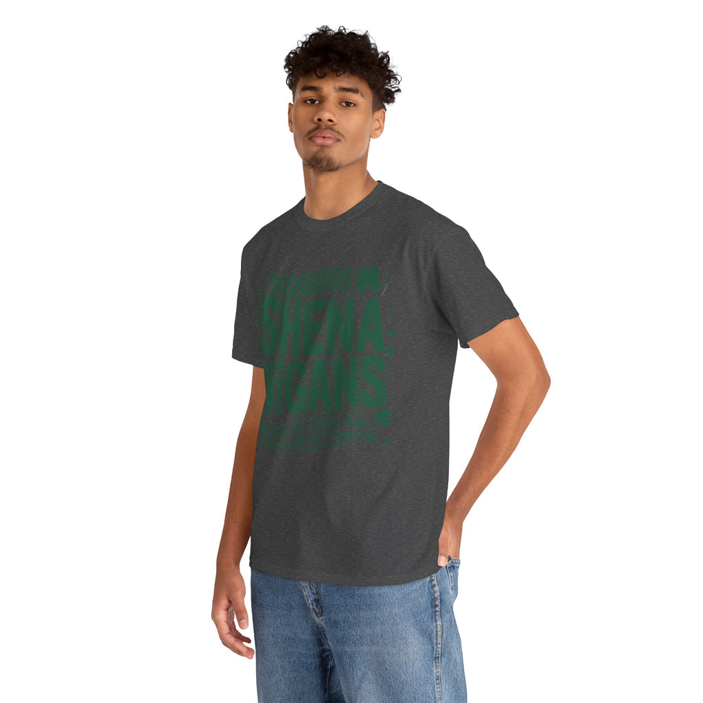 Shenanigans Clover Tee — Bright Green St. Patrick’s Day Shirt with Checkered Flag Unisex Cotton Tee