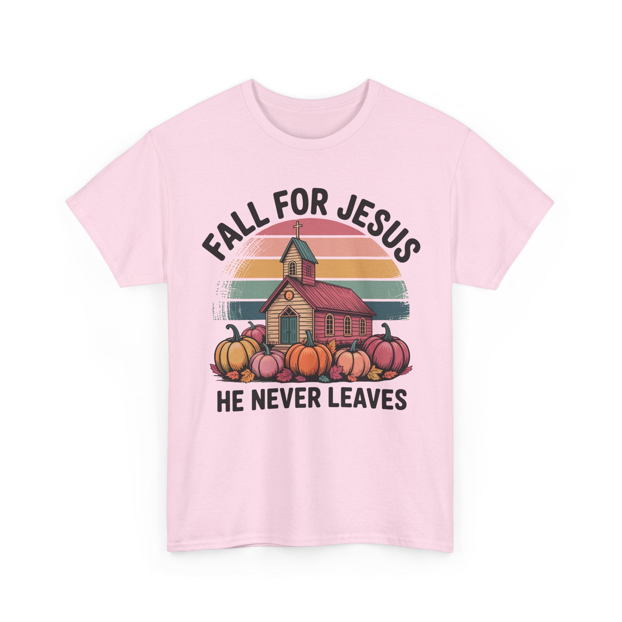 Jesus Leopard Print Fall T-Shirt — Pumpkins, Leaves & Floral Faith Unisex Cotton Tee