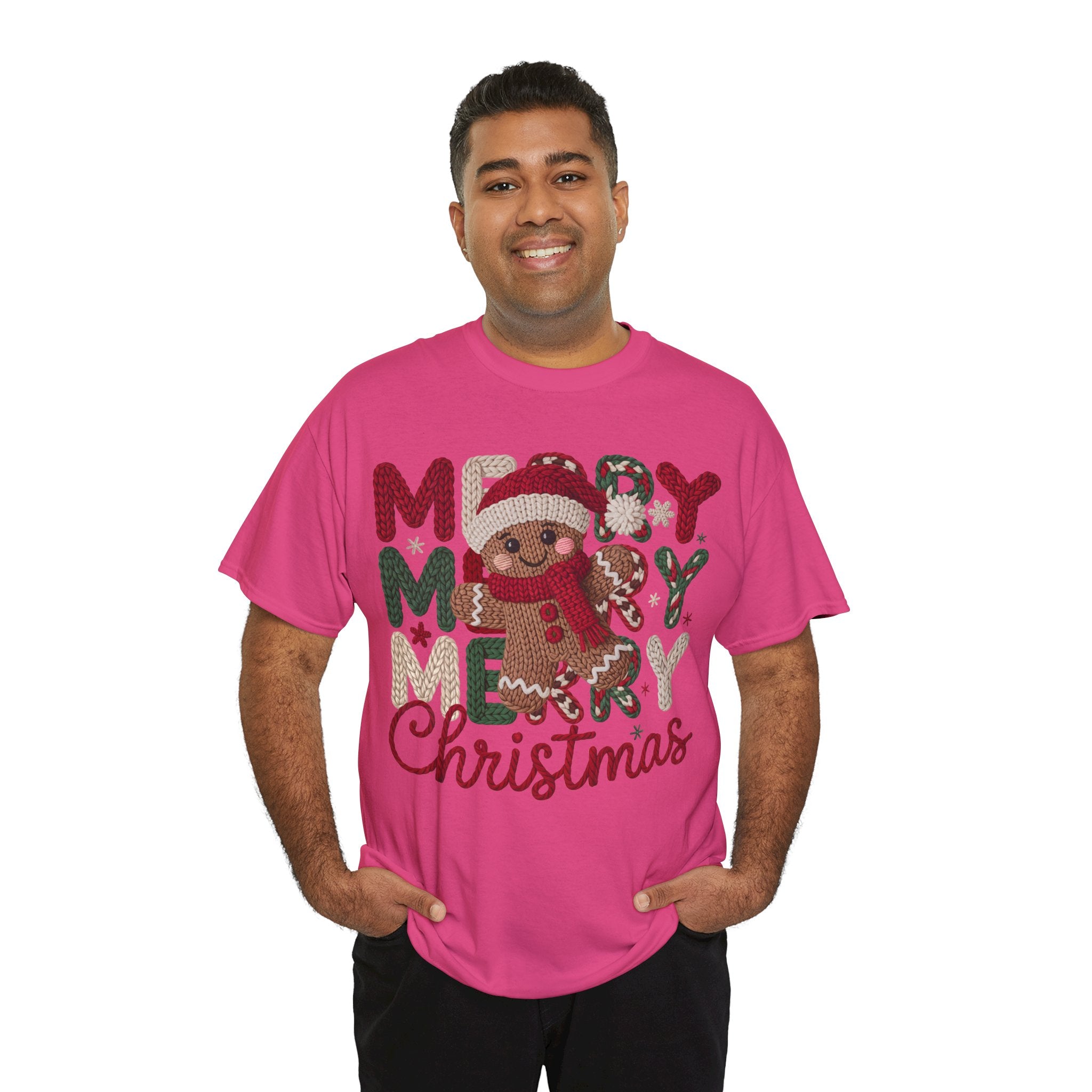 Merry Merry Merry Christmas Gingerbread Unisex Cotton Tee