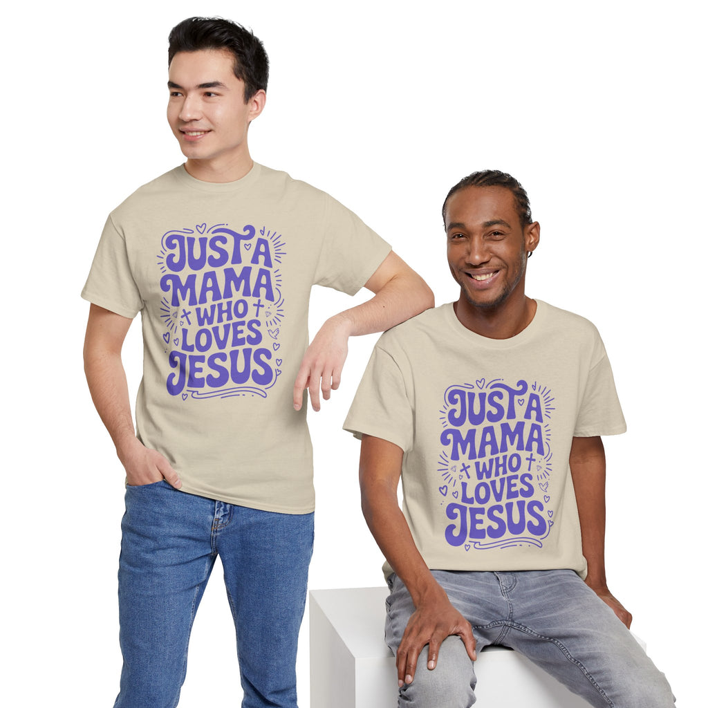 Mama Who Loves Jesus T-Shirt — Bright Green Bubbly Faith Unisex Cotton Tee