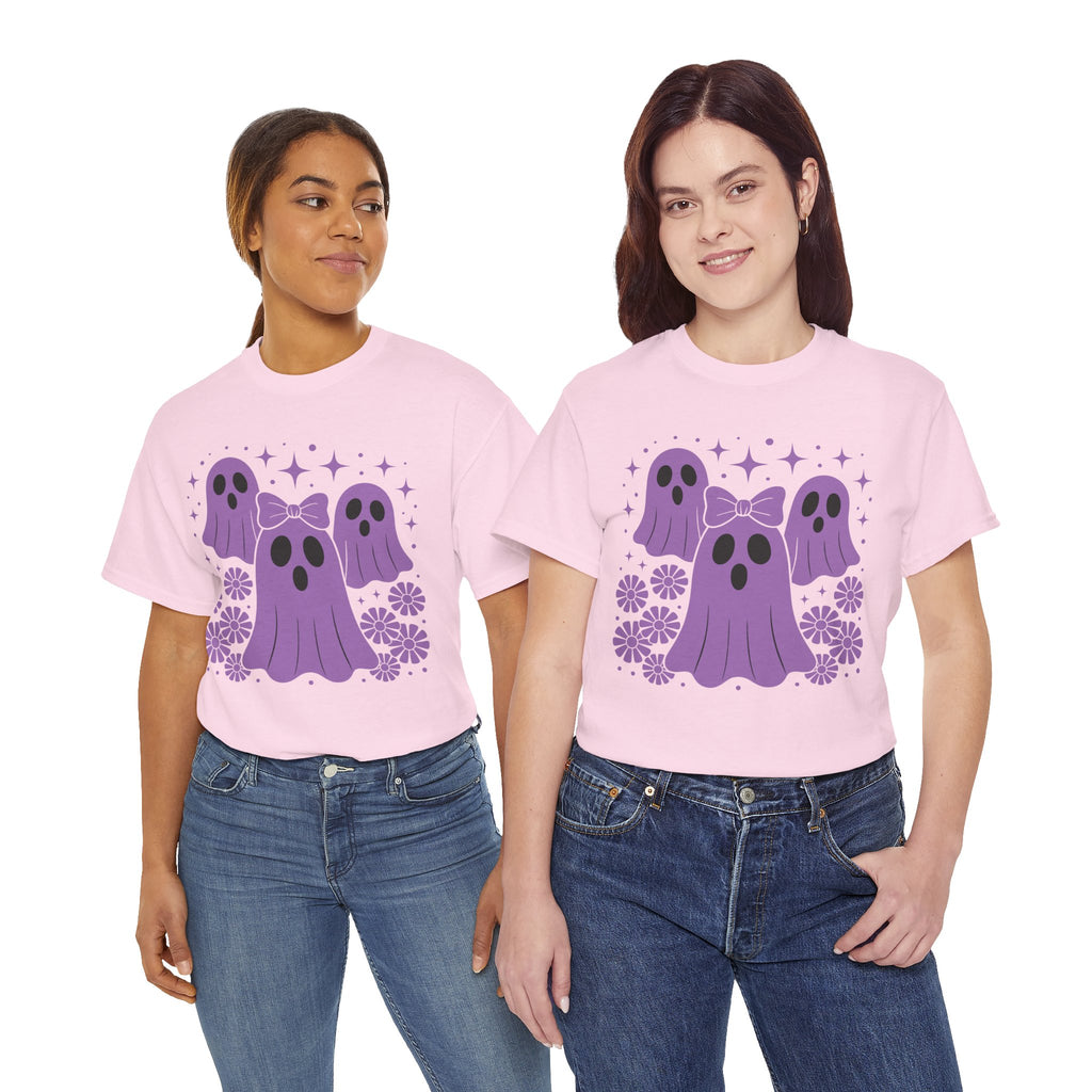 Purple Ghost Halloween Unisex Cotton Tee