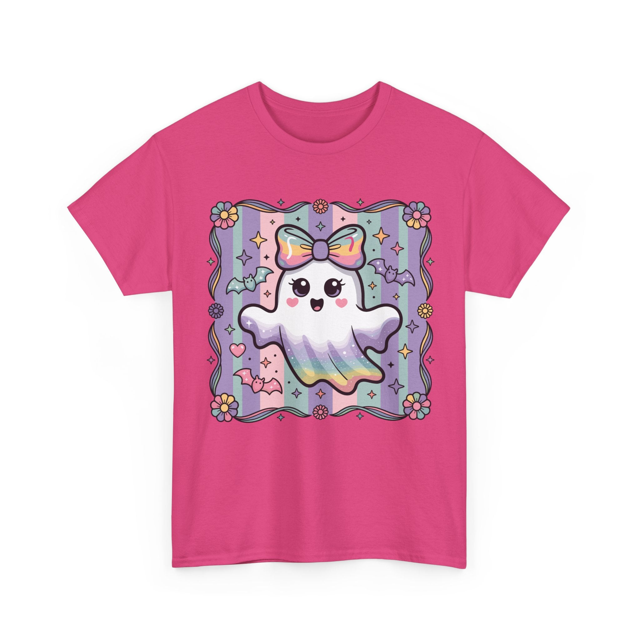Pastel Ghost Rainbow Bow Unisex Cotton Tee