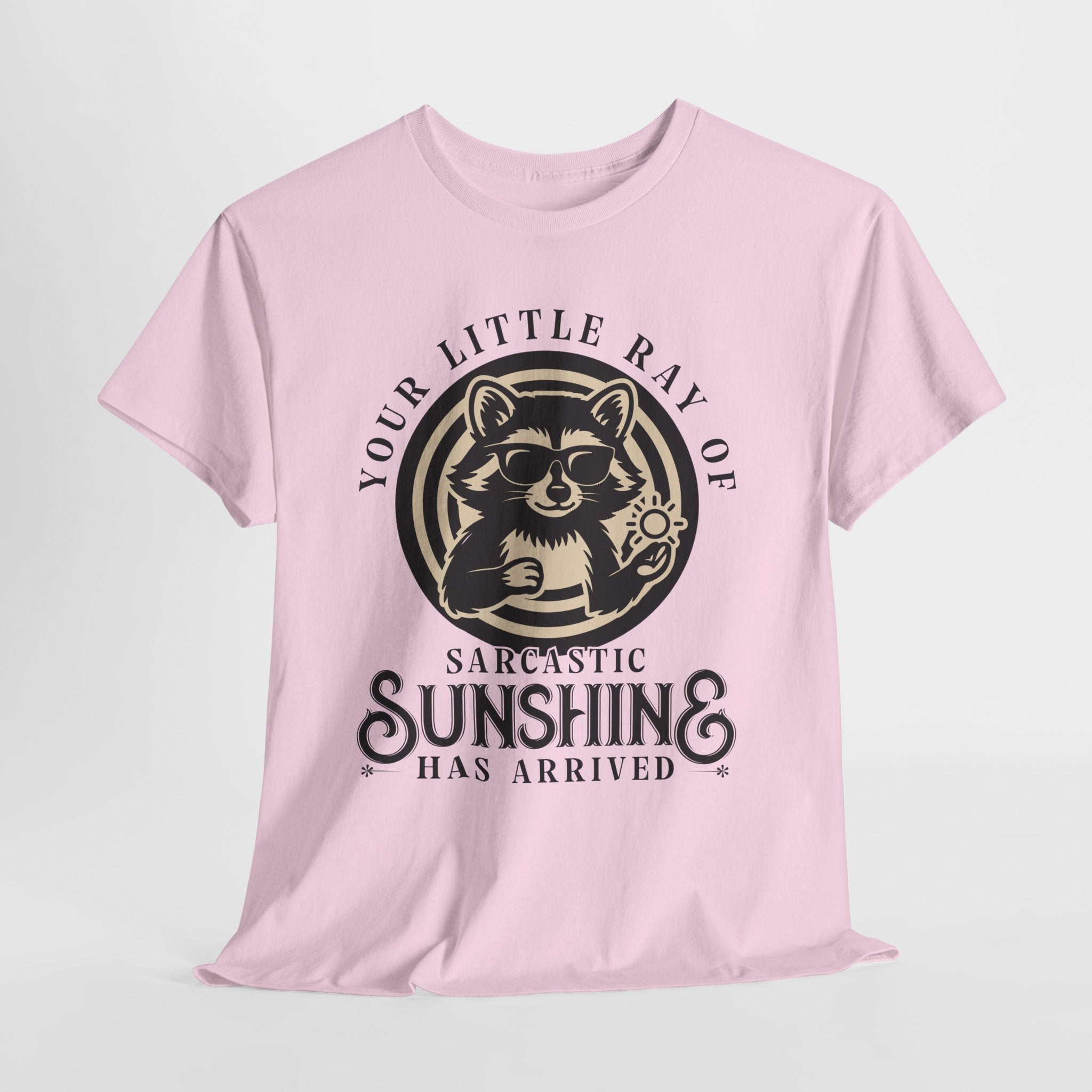 Cool Raccoon Sunglasses T-Shirt — Raccoon Holding Sun Graphic Unisex Cotton Tee