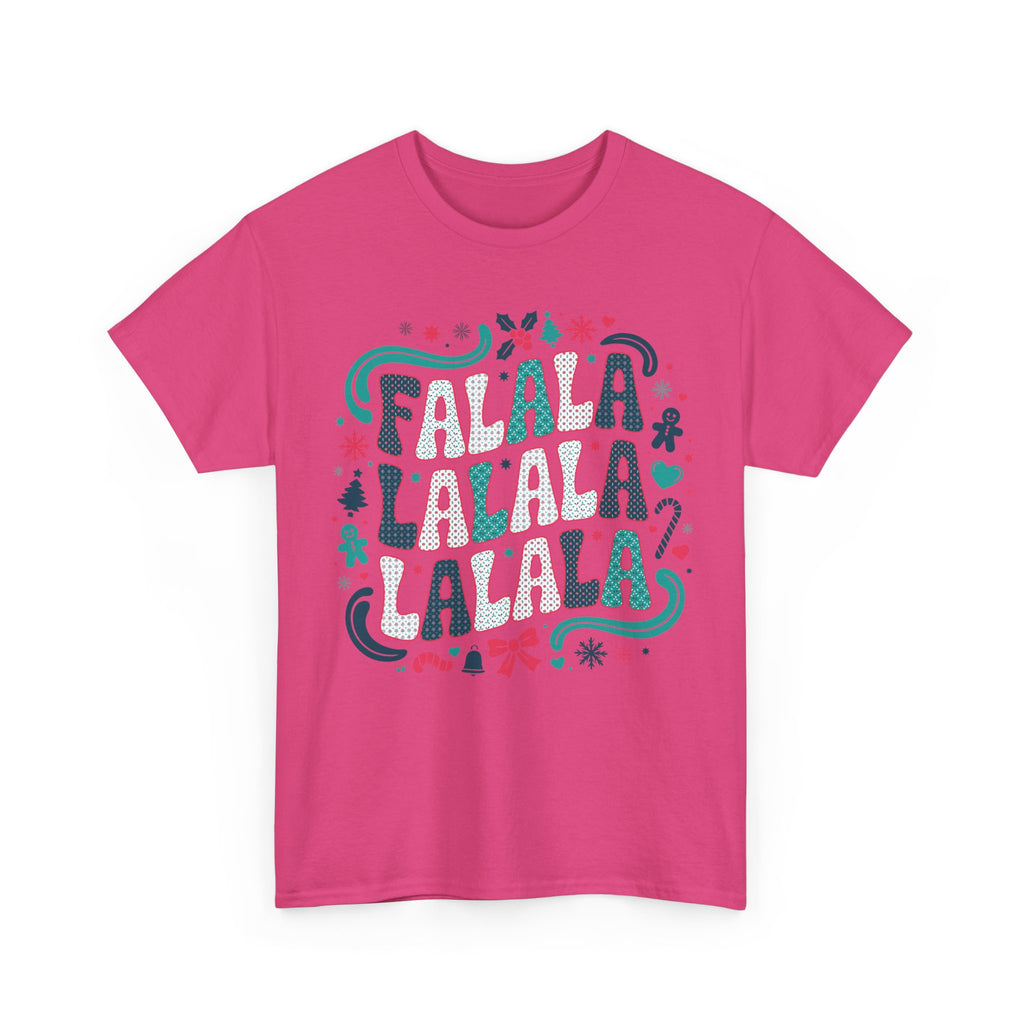 Fa La La La La Christmas T-Shirt — Festive Candy Cane & Gingerbread Holiday Unisex Cotton Tee