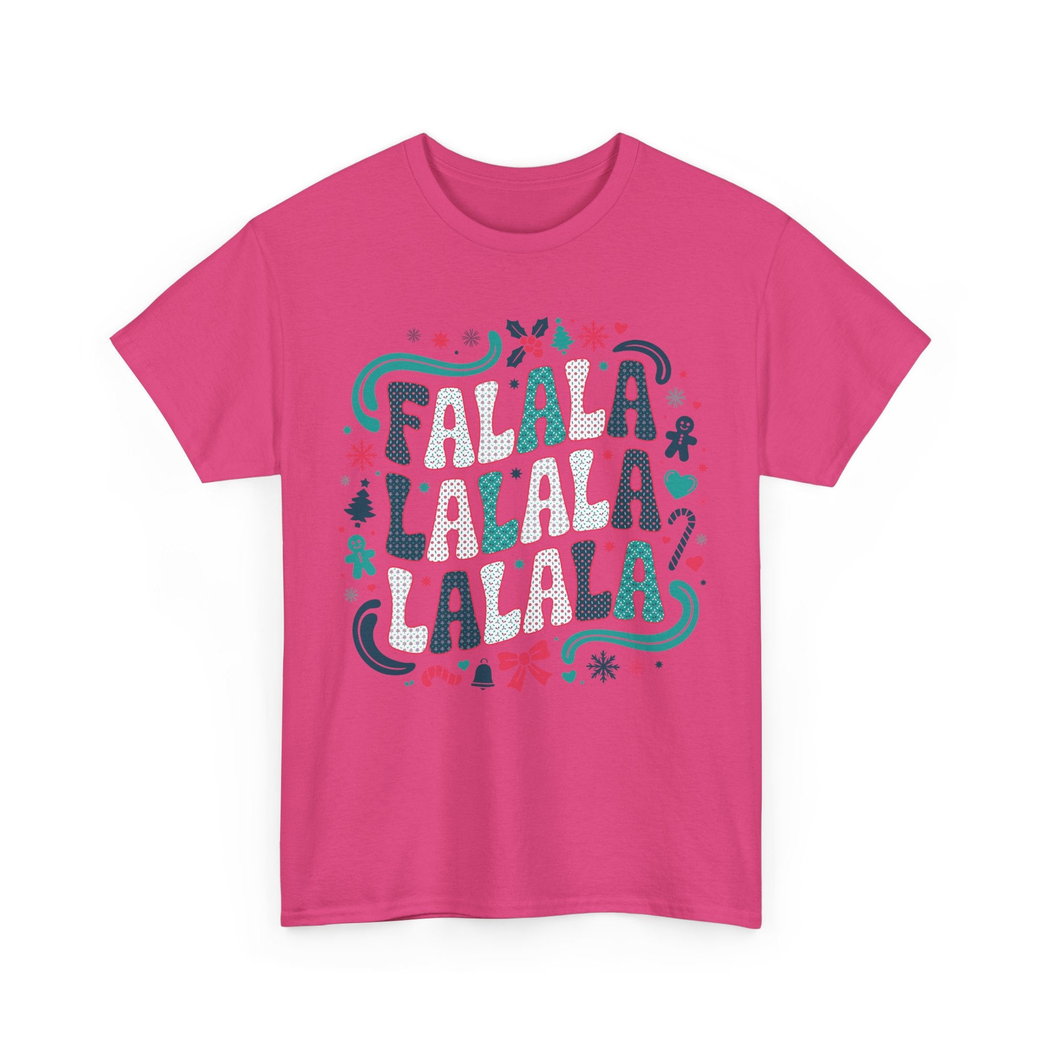 Fa La La La La Christmas T-Shirt — Festive Candy Cane & Gingerbread Holiday Unisex Cotton Tee