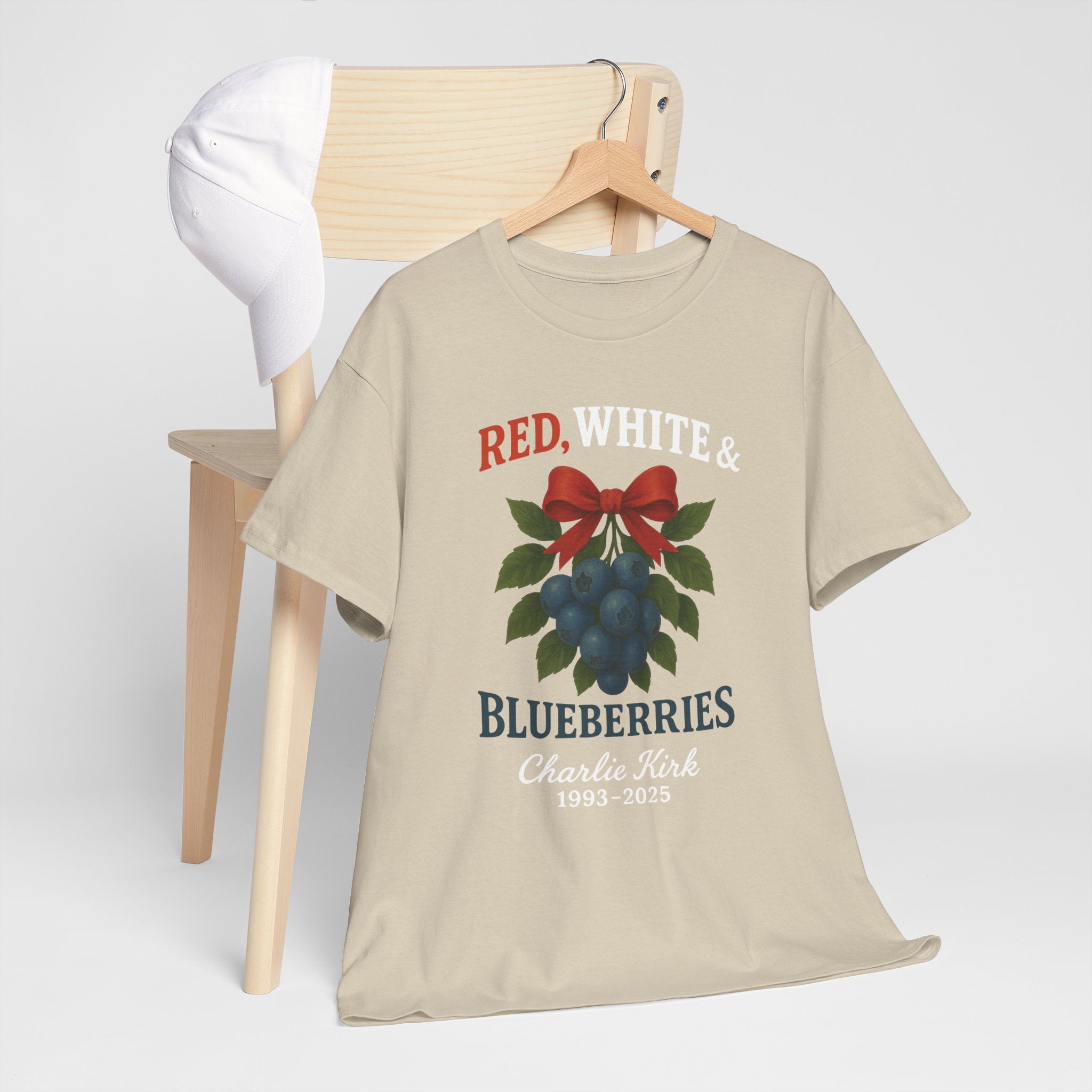 Red, White & Blueberries T-Shirt — Patriotic Blueberry Graphic Unisex Cotton Tee