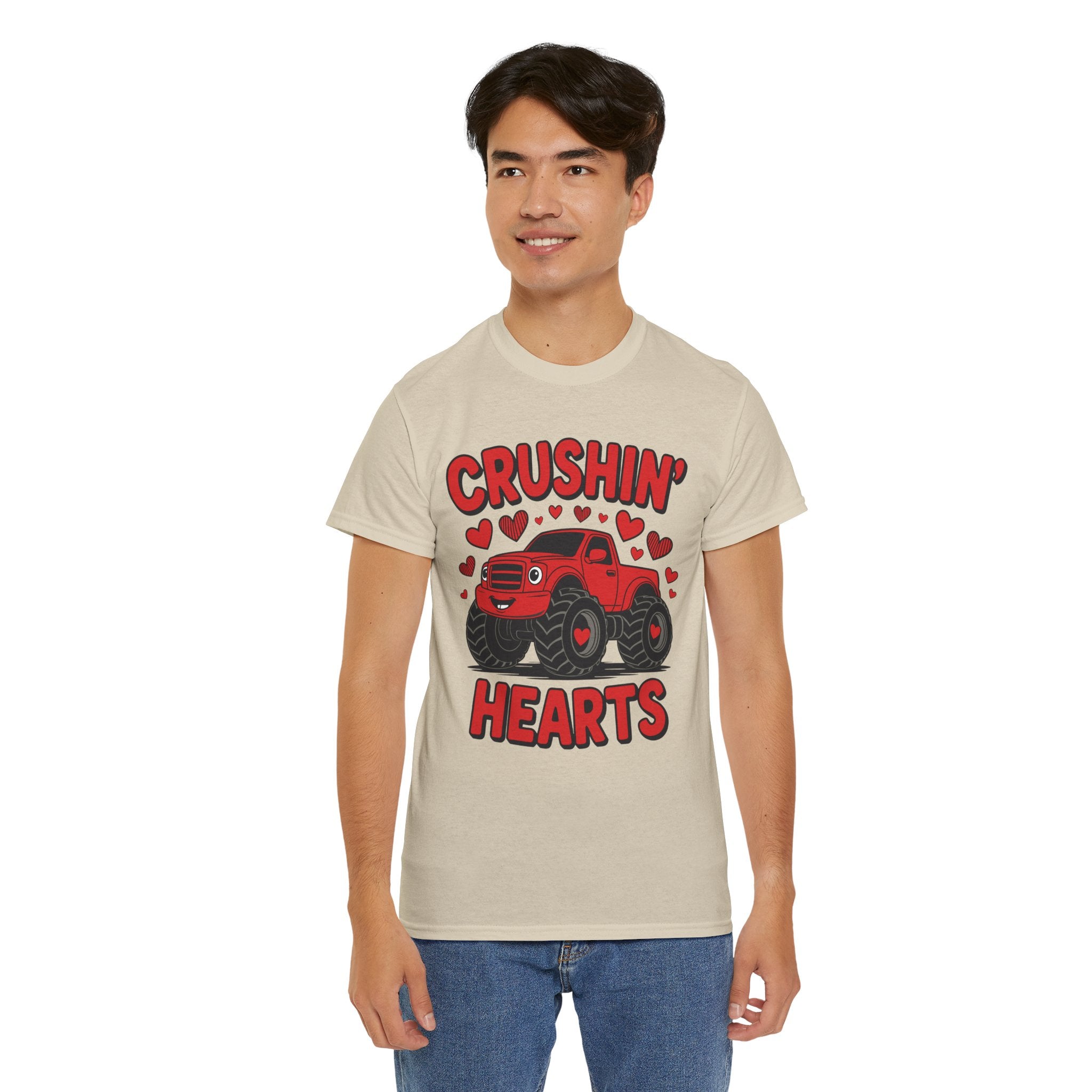 Crushin’ Hearts Valentine Monster Truck Unisex Cotton Tee