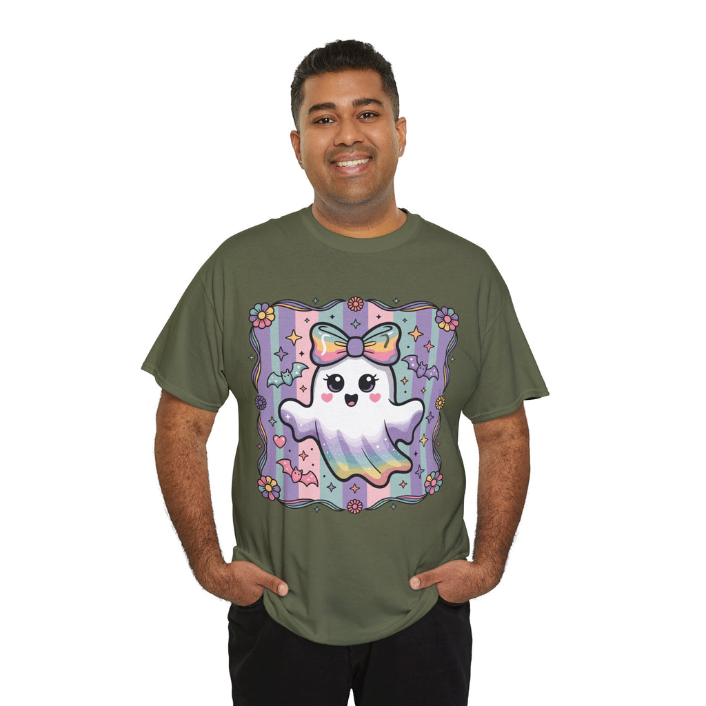 Pastel Ghost Rainbow Bow Unisex Cotton Tee