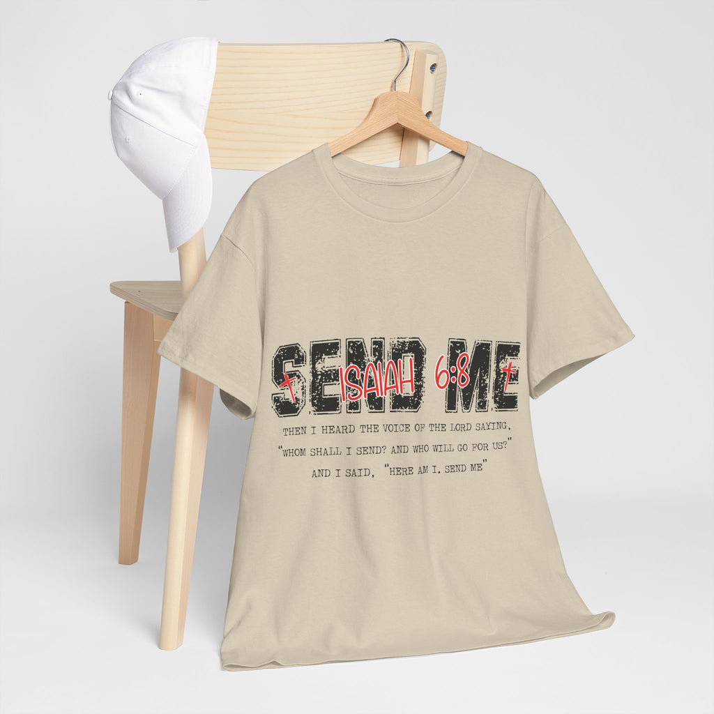 Here I Am Send Me Isaiah 6:8 T-Shirt — Christian Cross Graphic Unisex Cotton Tee