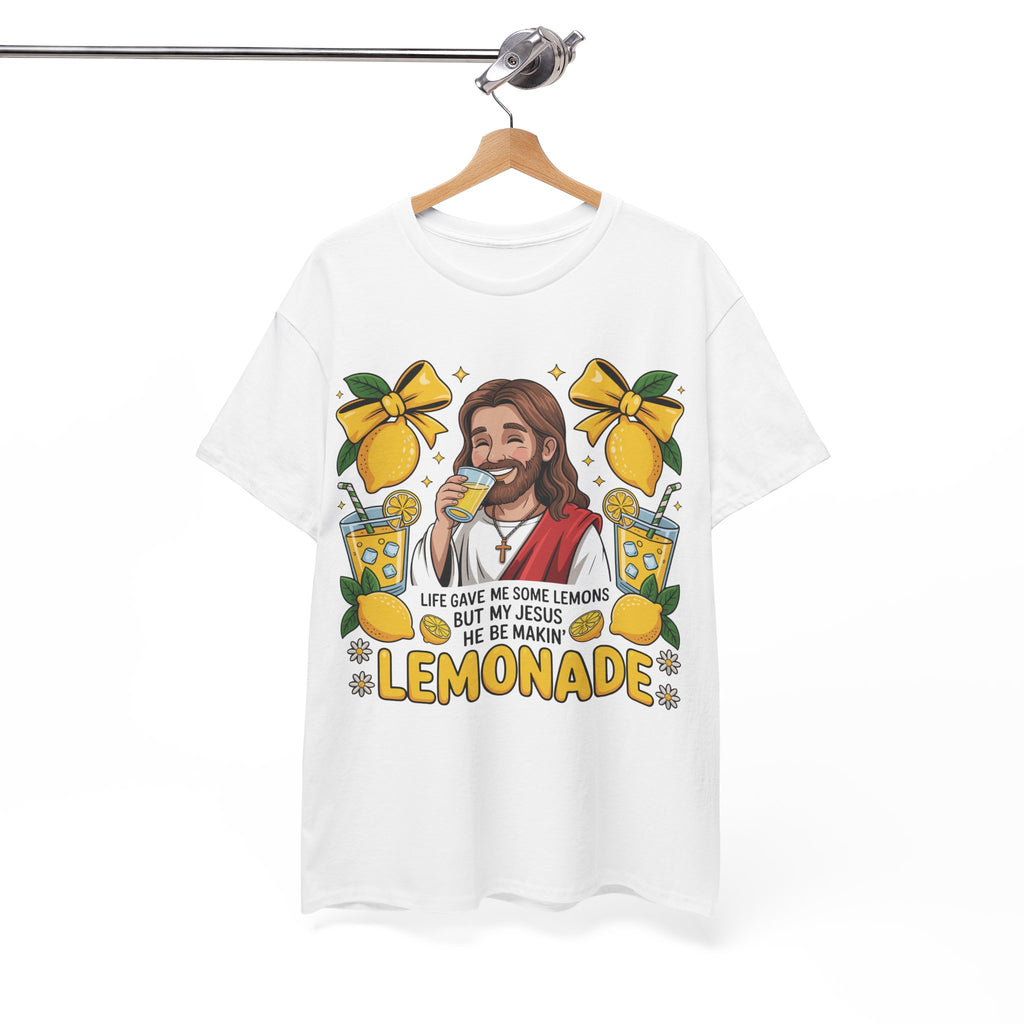 Jesus Drinking Lemonade T-Shirt — "Life Gave Me Some Lemons" Christian Unisex Cotton Tee