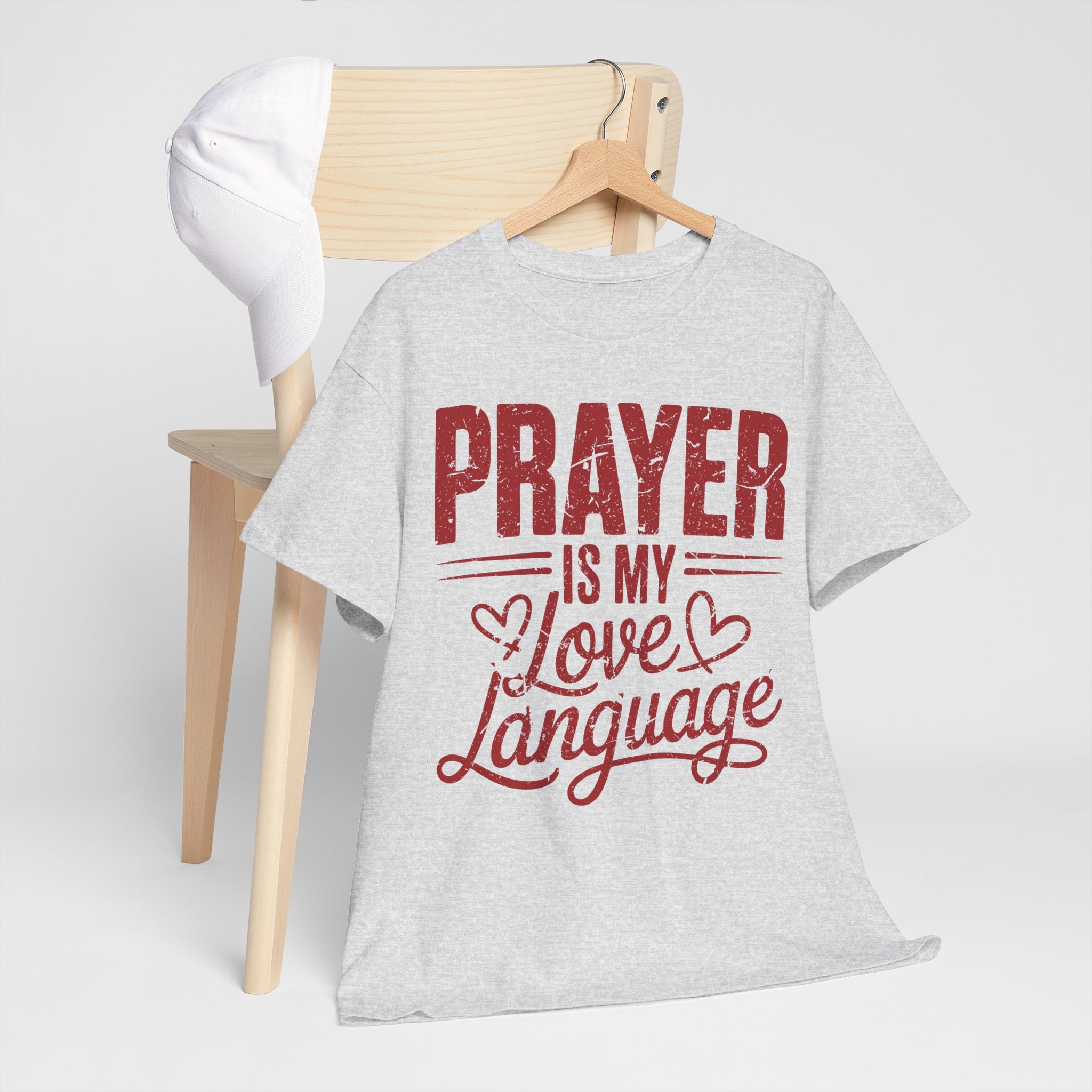 Prayer Is My Love Language T-Shirt — Faith-Inspired Red Hearts Unisex Cotton Tee