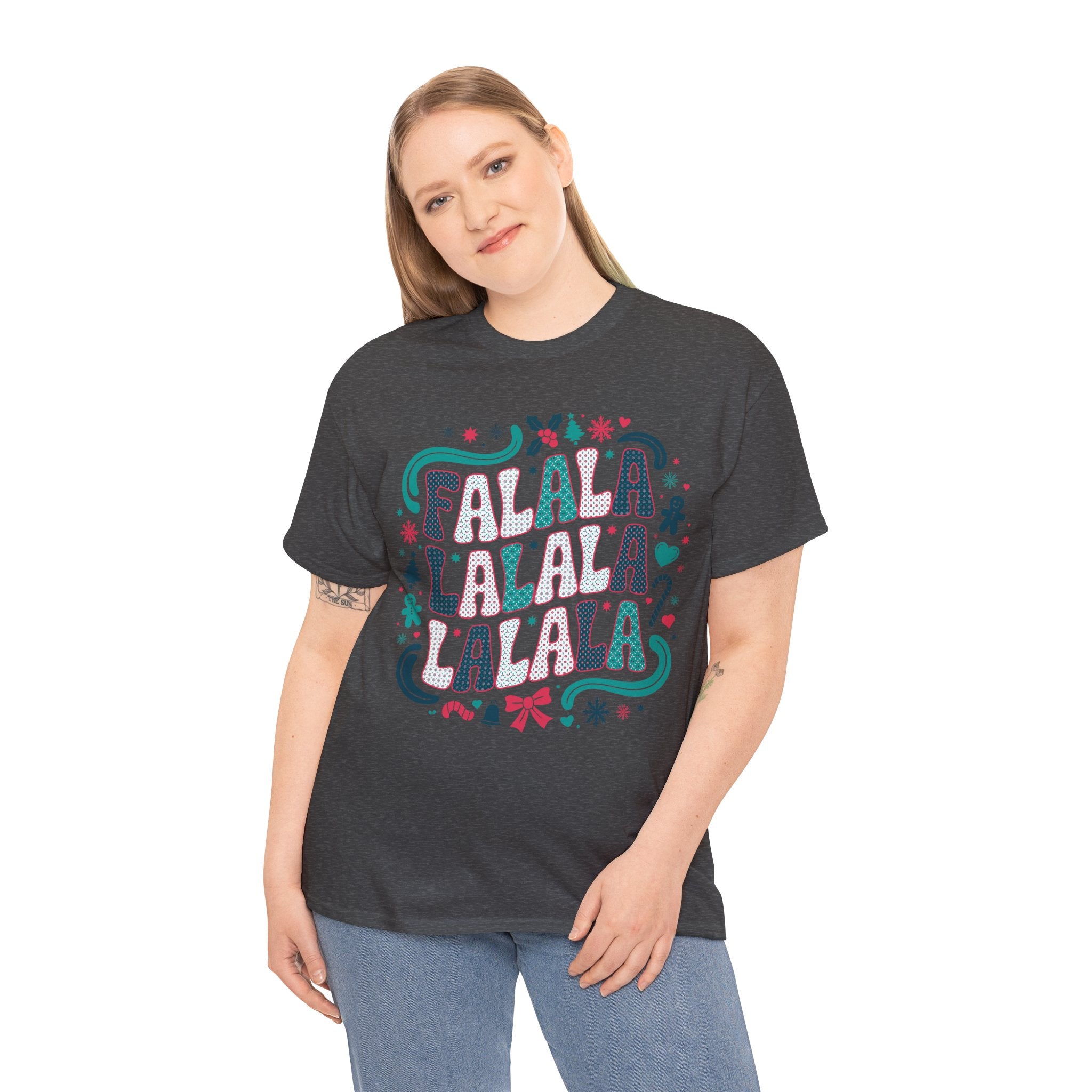 Fa La La La La Christmas T-Shirt — Festive Candy Cane & Gingerbread Holiday Unisex Cotton Tee