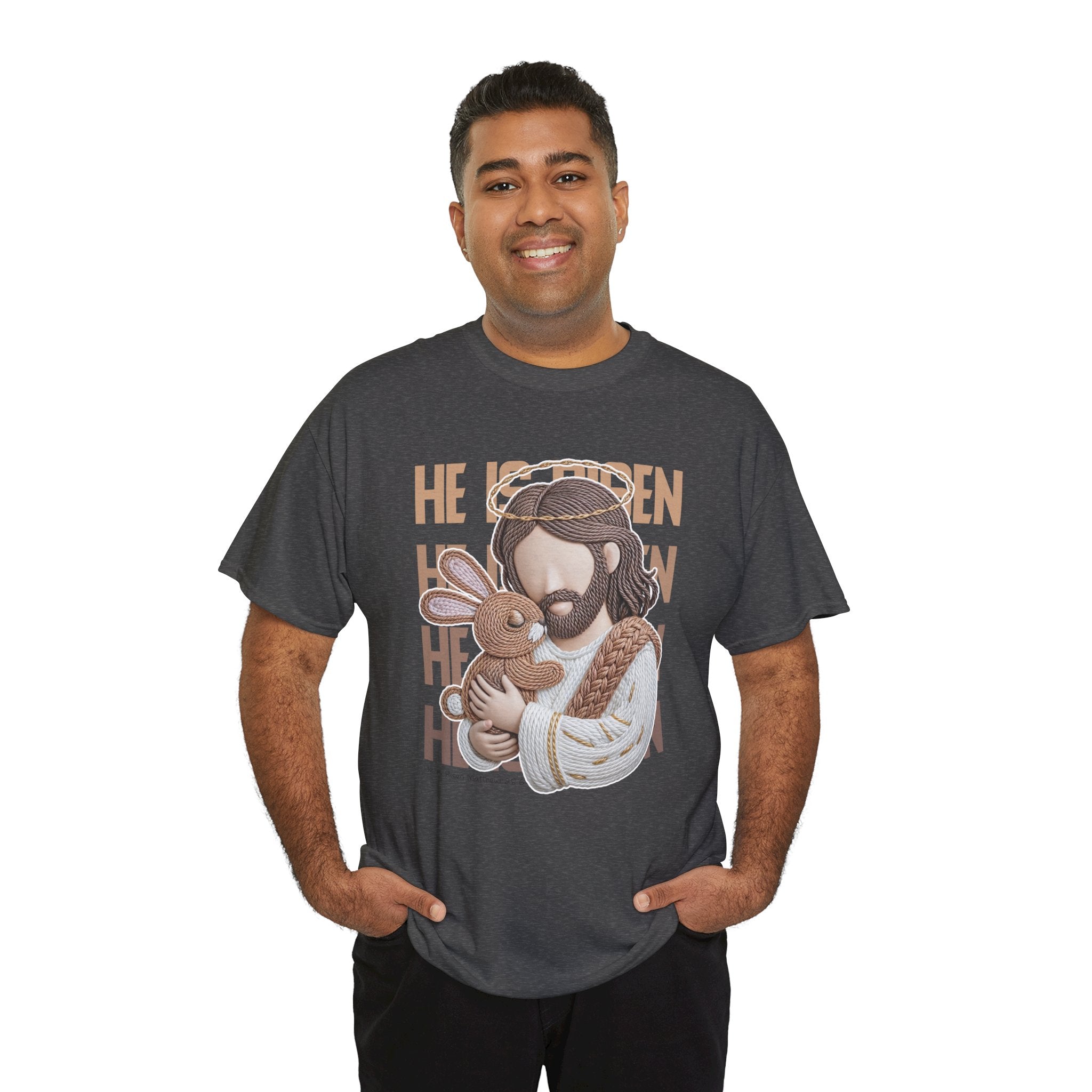 He Is Risen Matthew 28:6 Jesus With Lamb Unisex Cotton T-Shirt