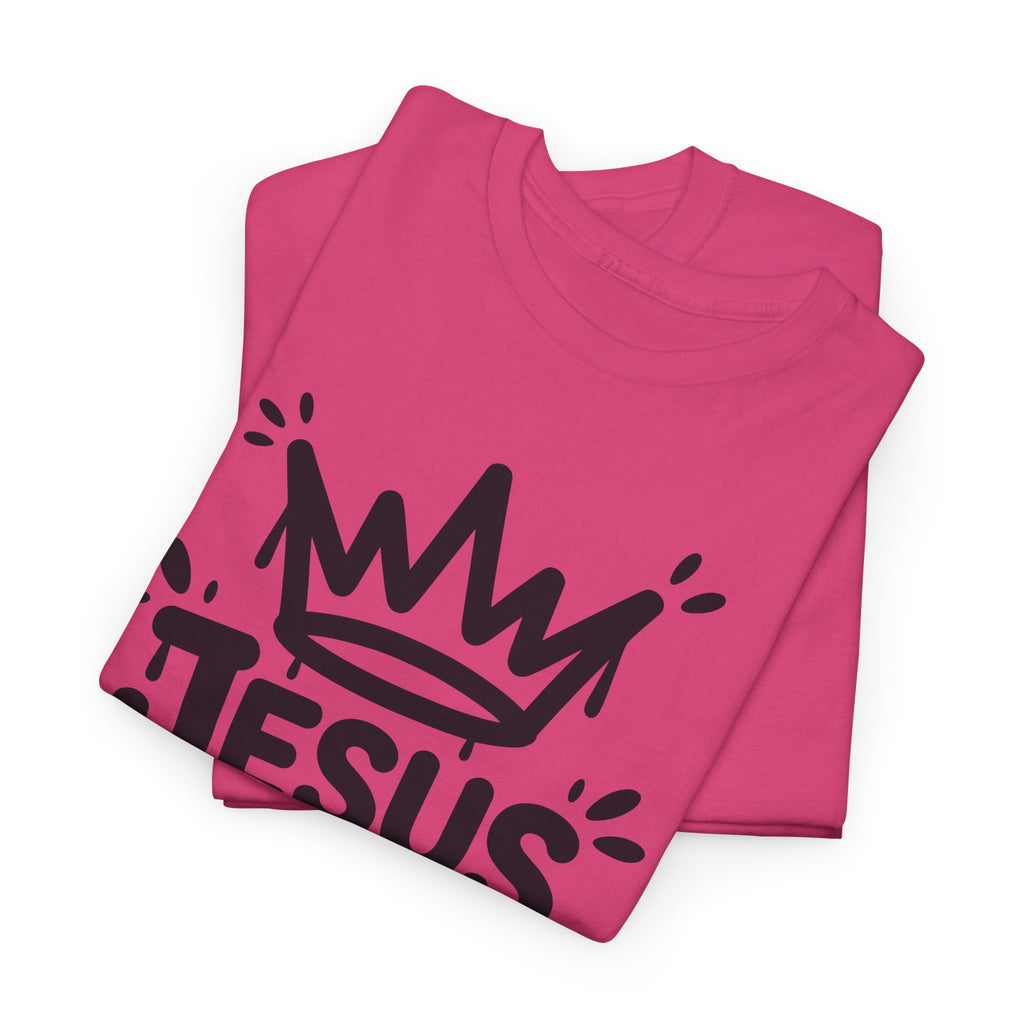 Jesus Is King Crown T-Shirt — Minimalist Christian Unisex Cotton Tee